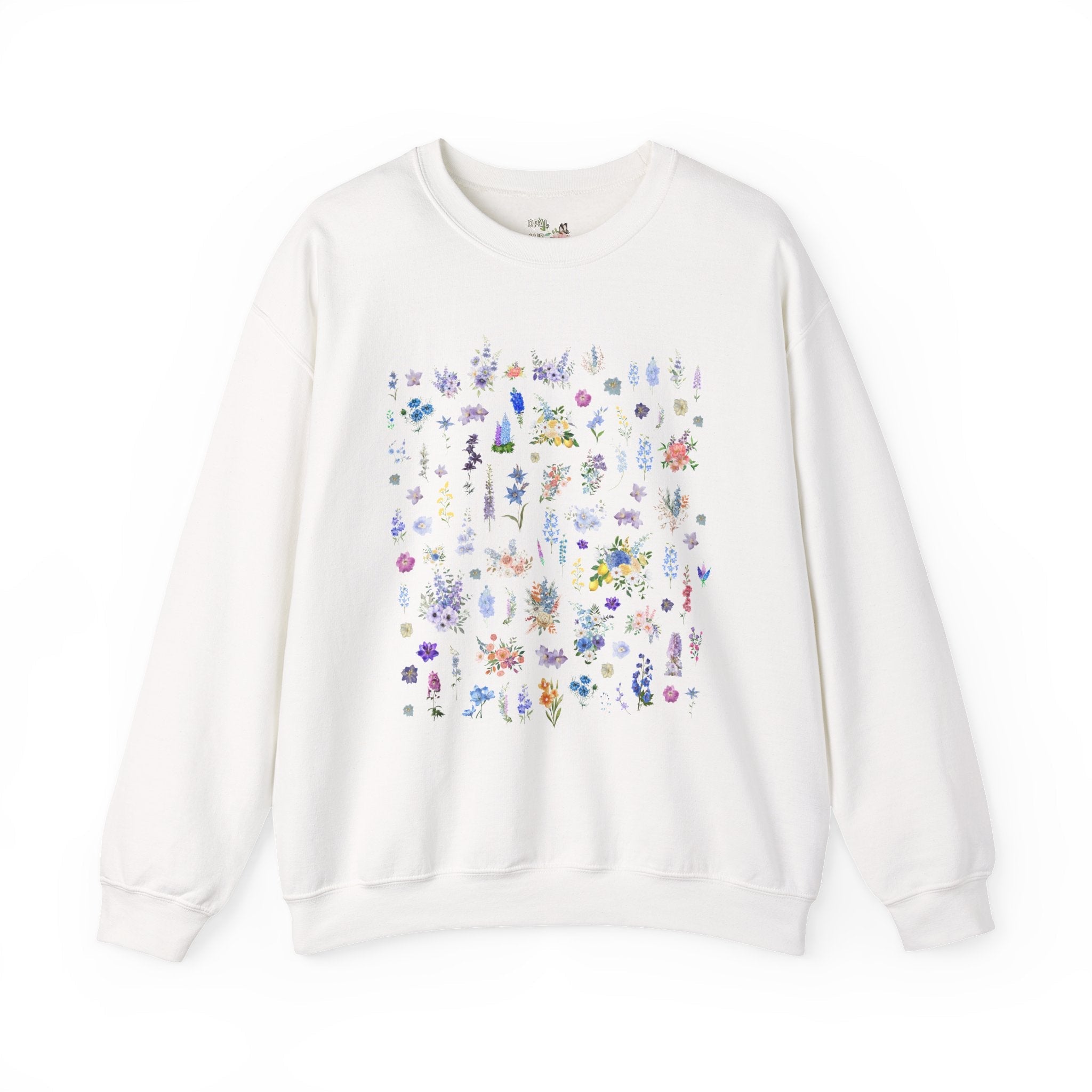 Delphinium Flower Sweatshirt for Mom Who Loves Flowers, July Birth Month Gift for Mother's Day, Cute Birthday Present for Daughter who Gardens - Opal and June