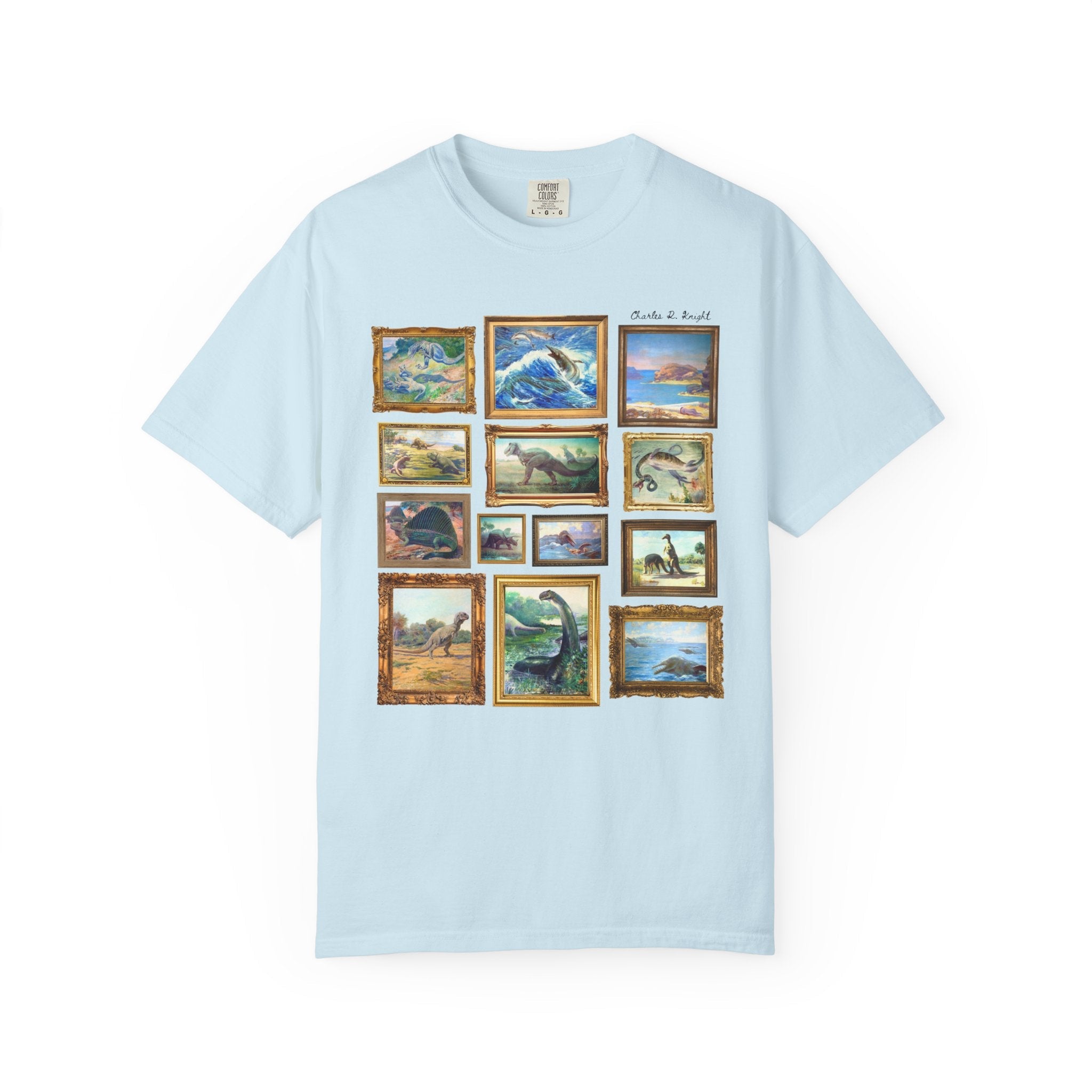 Dinosaur Lover Art History T-Shirt: Famous Late 1800s and Early 1900s Paintings of Dinosaurs by Charles R Knight, Cute Science Teacher Gift - Opal and June