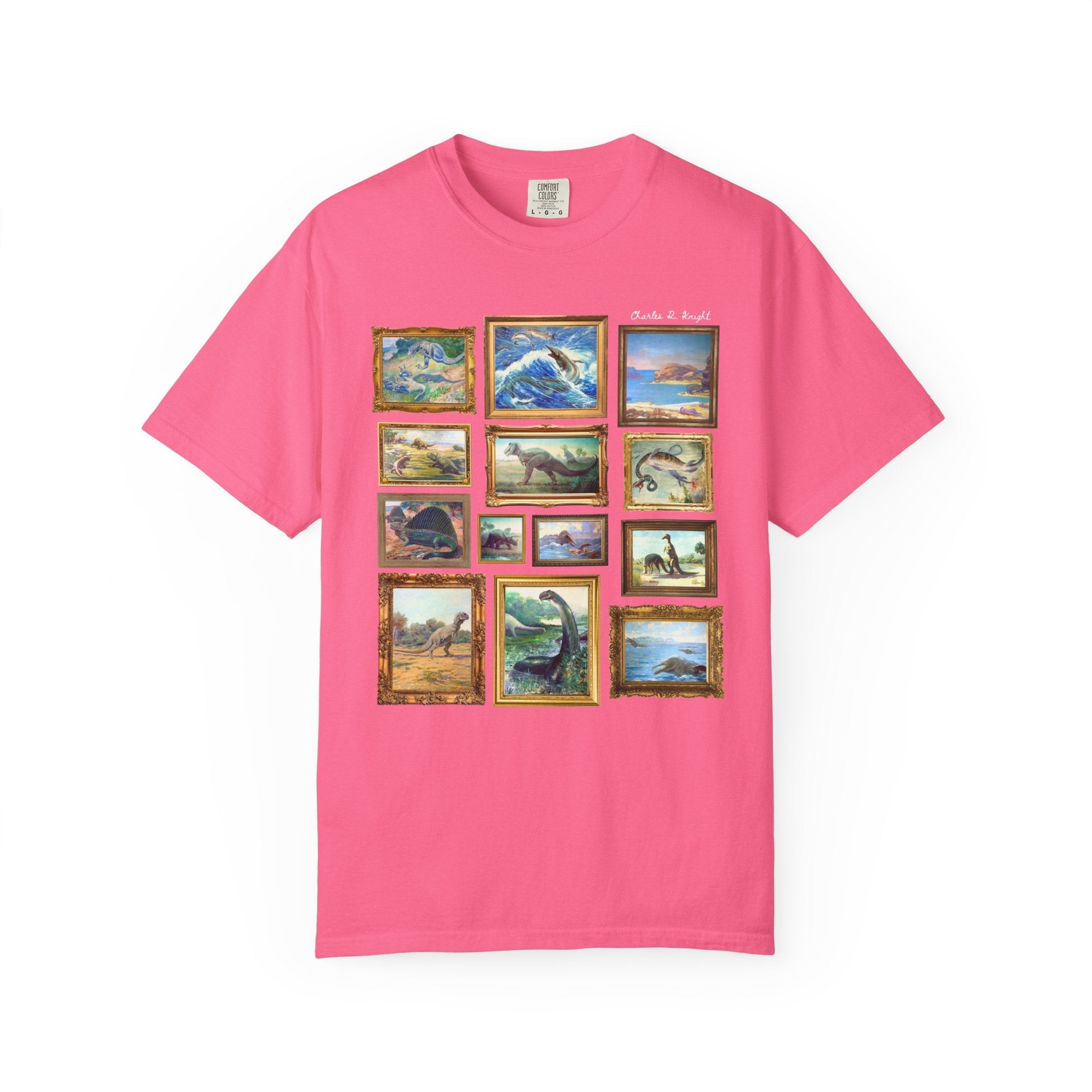 Dinosaur Lover Art History T-Shirt: Famous Late 1800s and Early 1900s Paintings of Dinosaurs by Charles R Knight, Cute Science Teacher Gift - Opal and June