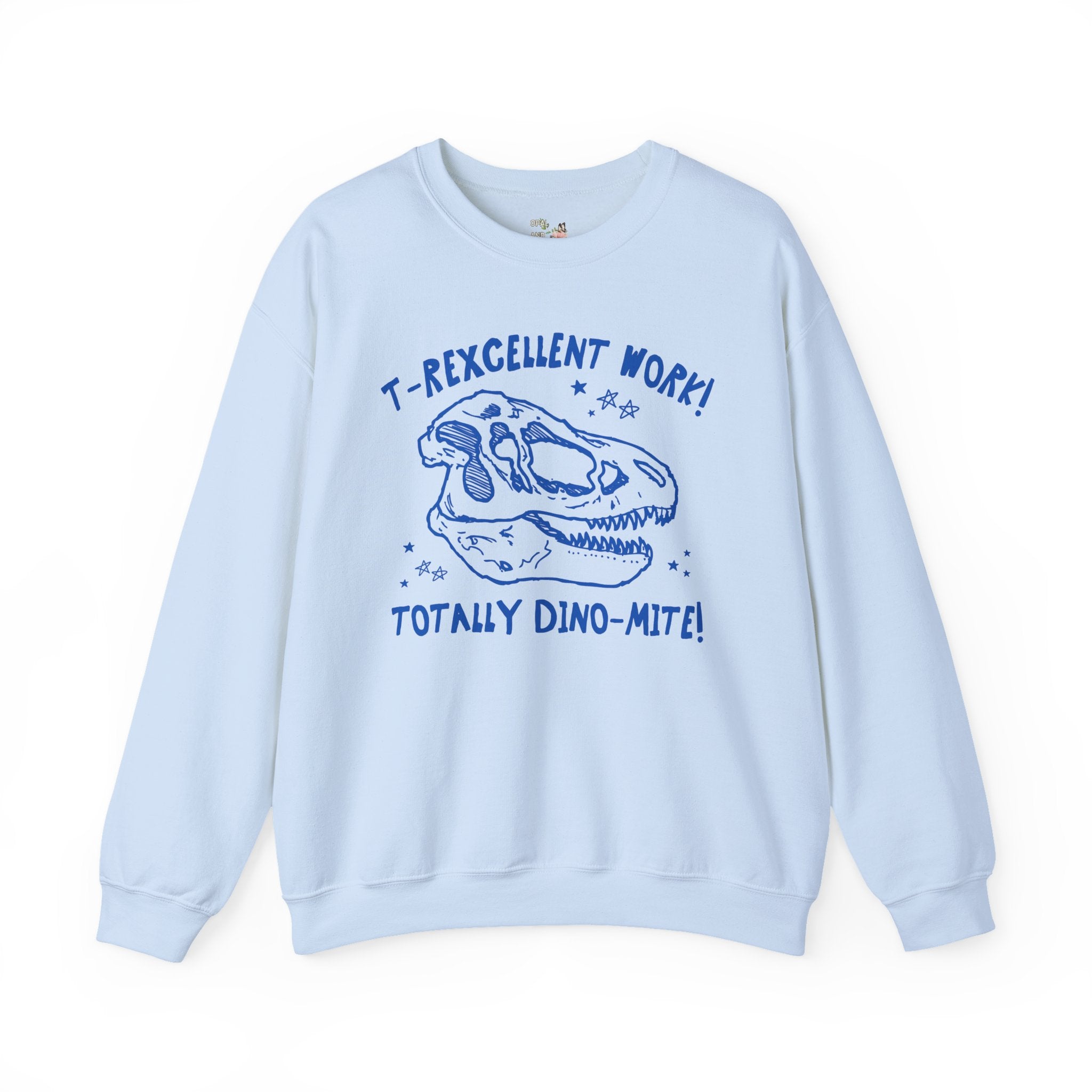 Dinosaur Teacher Sweatshirt for Kindergarten Teacher or Second Grade Teaching Assistant: T - Rexcellent Work! Cute Science Teacher Crewneck - Opal and June