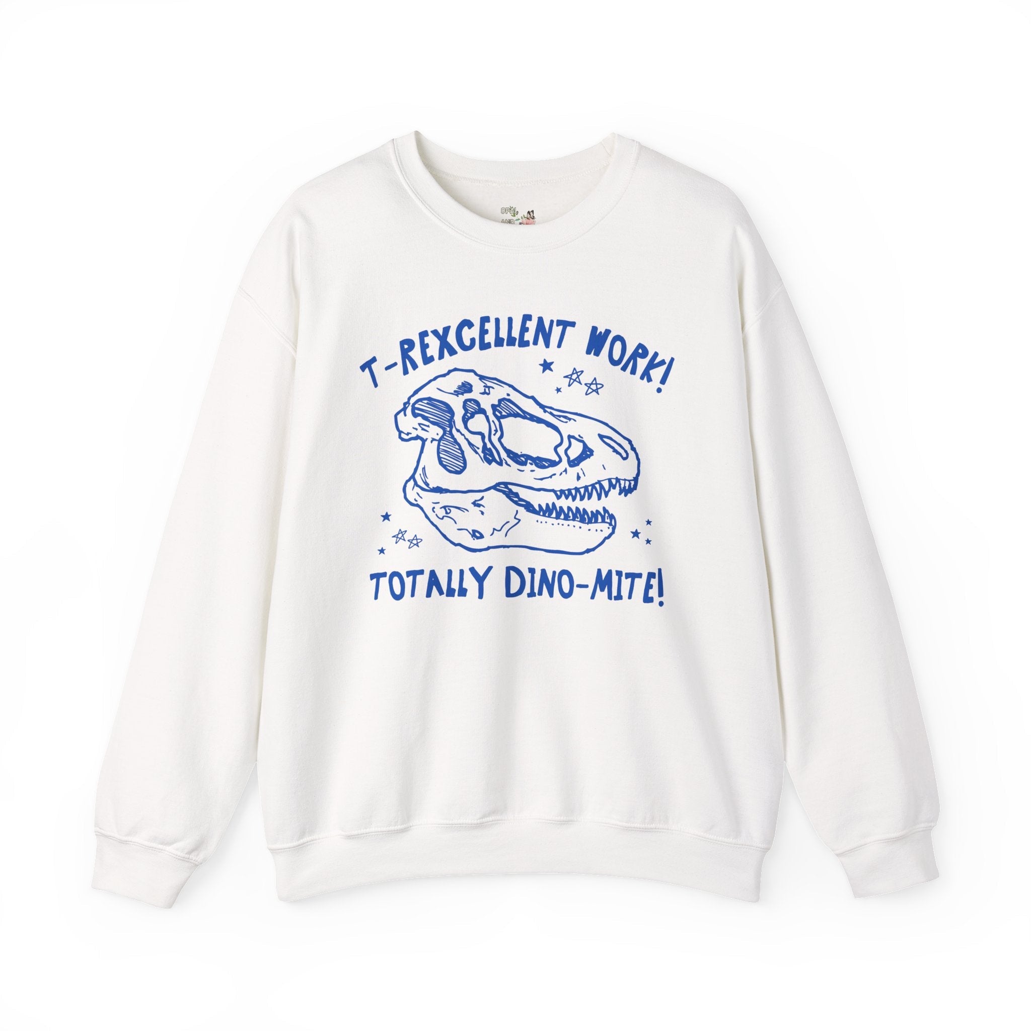 Dinosaur Teacher Sweatshirt for Kindergarten Teacher or Second Grade Teaching Assistant: T - Rexcellent Work! Cute Science Teacher Crewneck - Opal and June