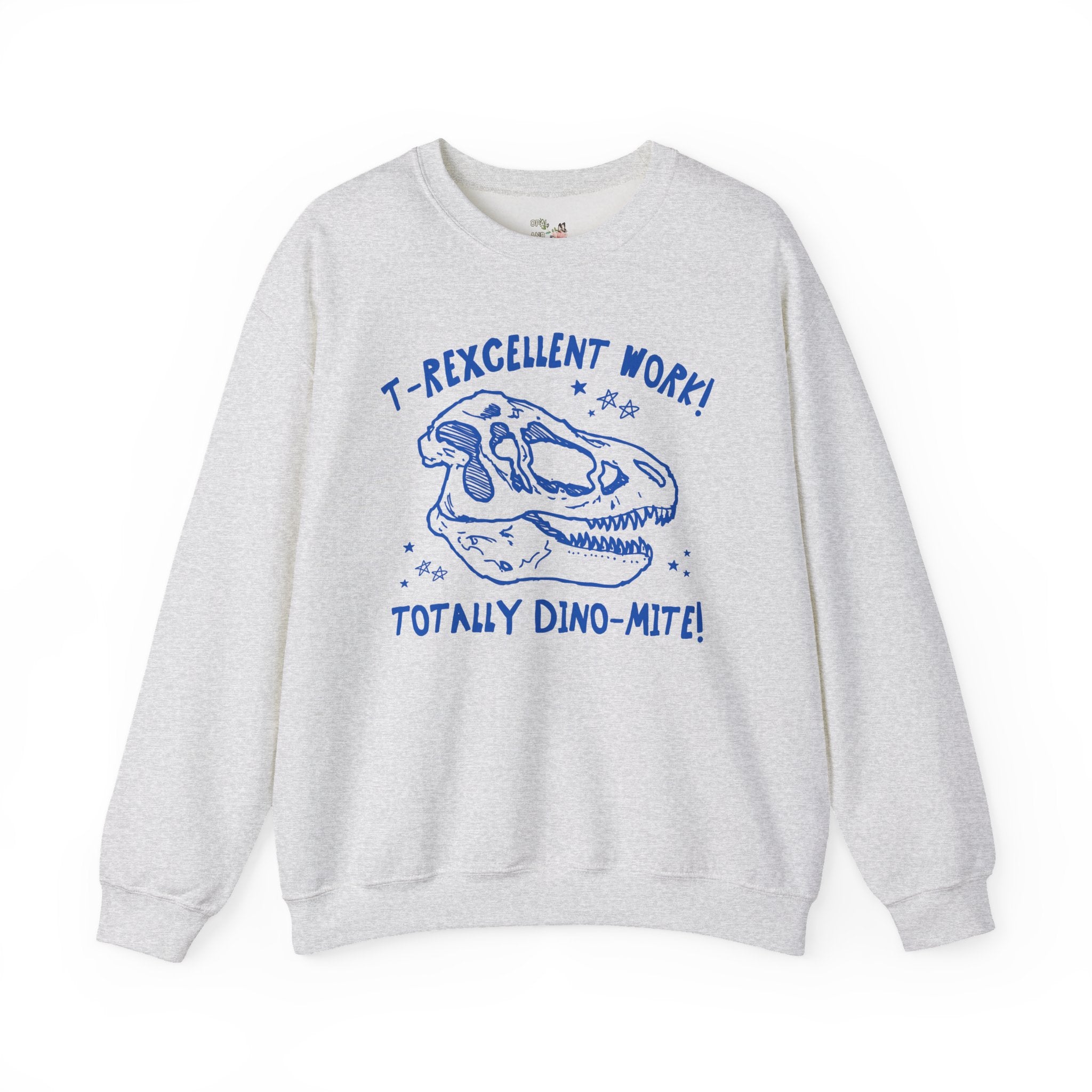 Dinosaur Teacher Sweatshirt for Kindergarten Teacher or Second Grade Teaching Assistant: T - Rexcellent Work! Cute Science Teacher Crewneck - Opal and June