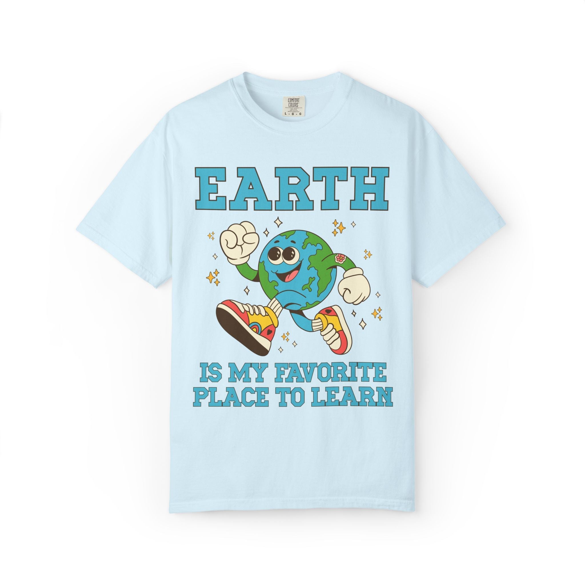 Earth is My Favorite Place to Learn: Cute Matching Teacher Tee Shirt for Spring, Science Teacher, Environmental Science Major Tee with Stars - Opal and June
