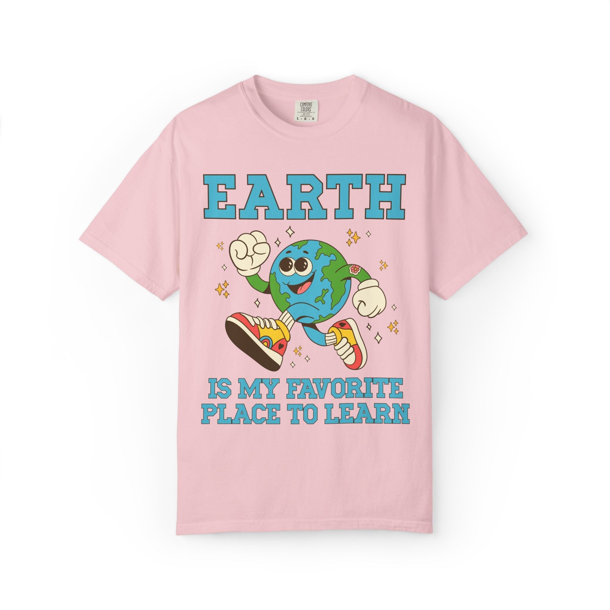 Earth is My Favorite Place to Learn: Cute Matching Teacher Tee Shirt for Spring, Science Teacher, Environmental Science Major Tee with Stars - Opal and June