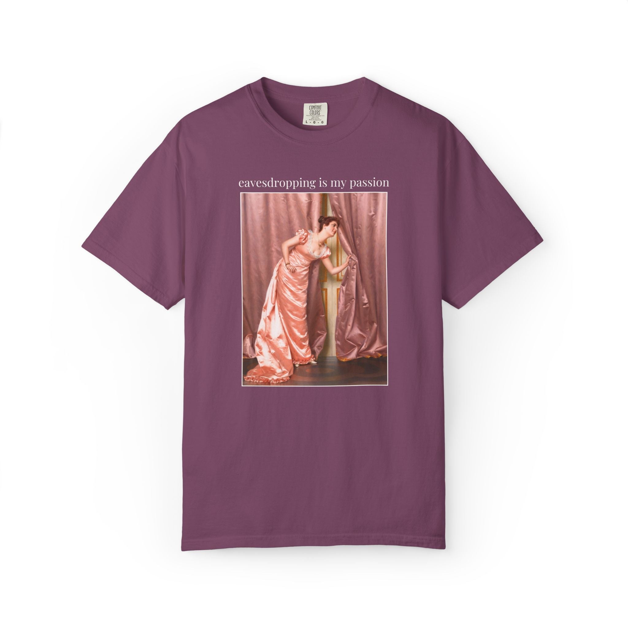 Eavesdropping is My Passion Art History Tee Shirt: Funny Sarcastic Vittorio Reggianini 19th Century Famous Paintings, Rococo Aesthetic - Opal and June