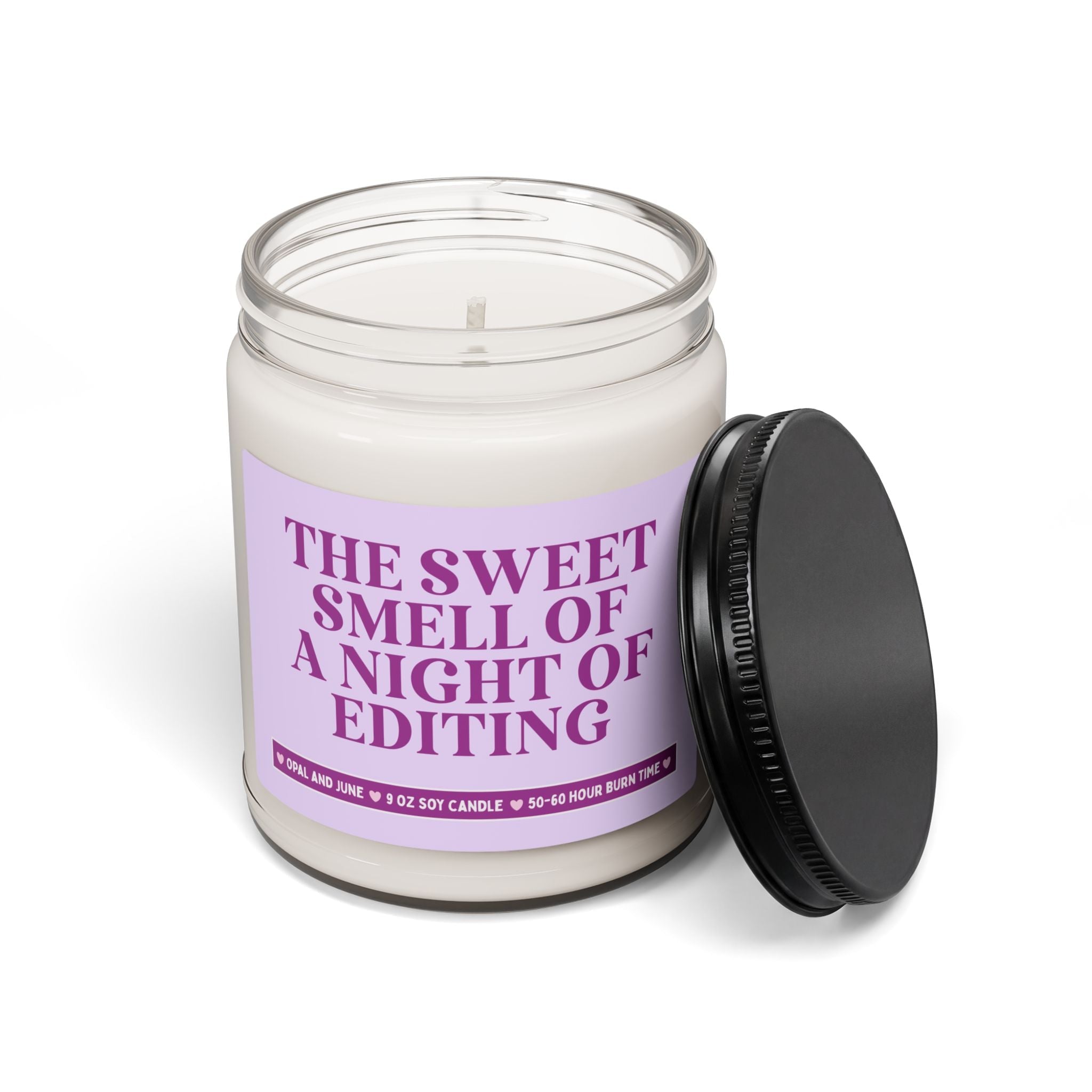 Editor Gift for Wedding Photographer Content Creator or Book Editor: The Sweet Smell of a Night of Editing, 9 oz Soy Candle, Editing Job - Opal and June