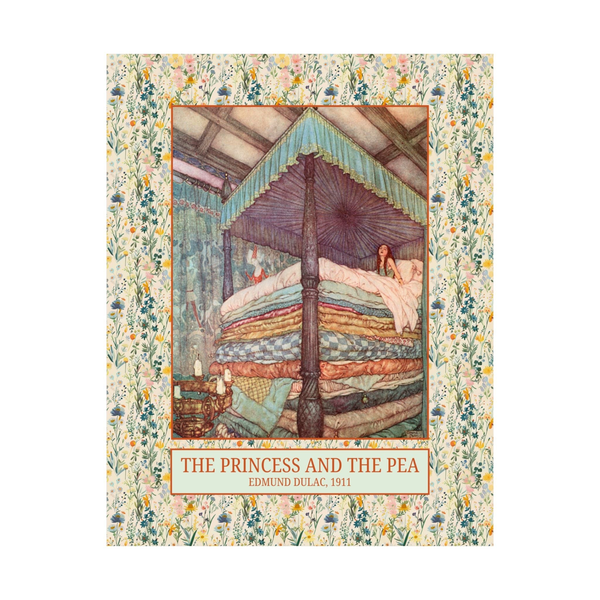Edmund Dulac The Princess and the Pea Art History Poster Print, Famous Painting for Hans Christian Andersen Fairy Tale, 19th Century Art - Opal and June
