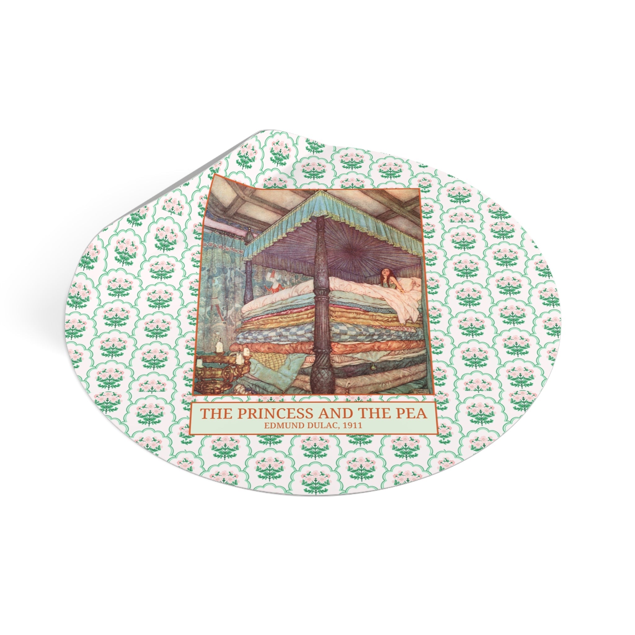 Edmund Dulac The Princess and the Pea Art History Sticker, Famous Painting for Hans Christian Andersen Fairy Tale, 19th Century Art Sticker - Opal and June