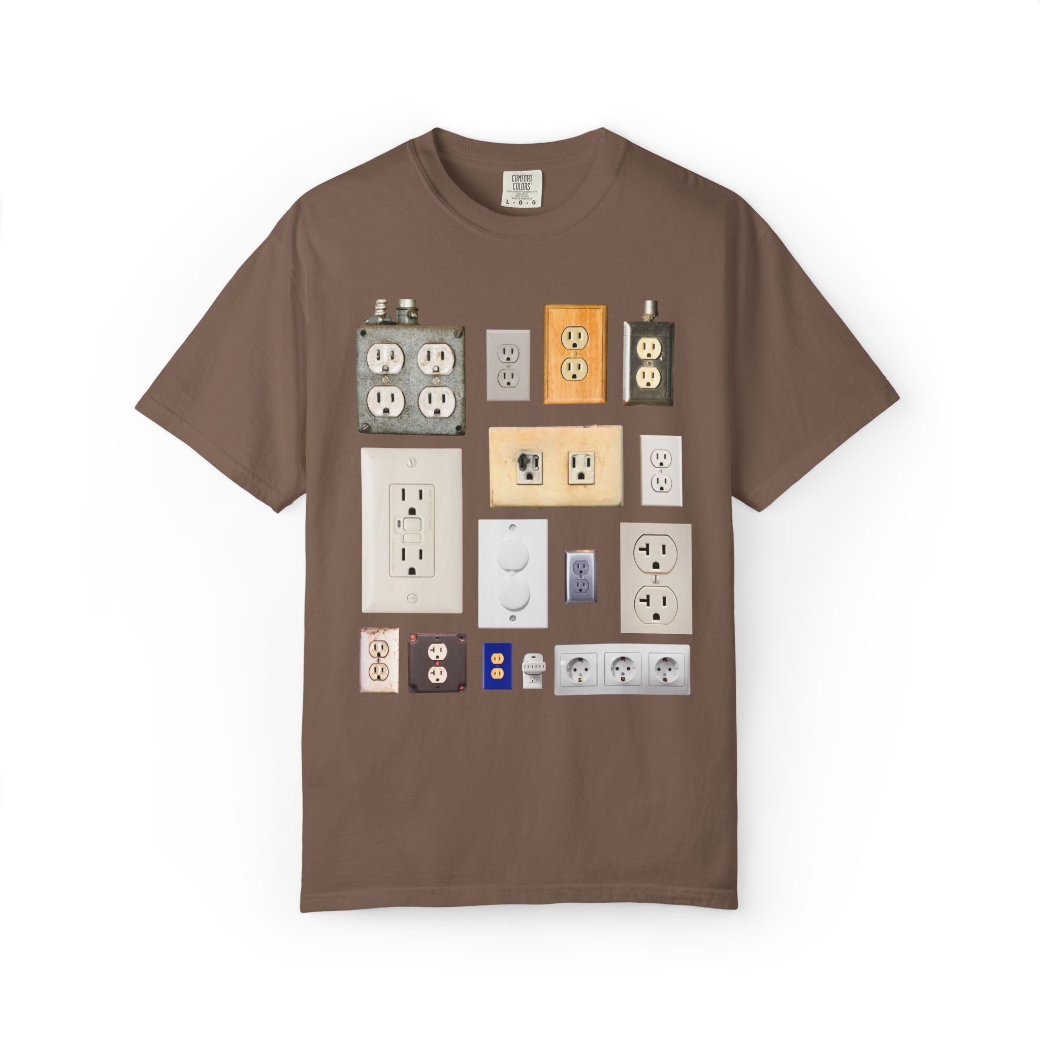 Electrical Science or Electric Technician Tee Shirt with Electrical Outlets: Funny Electrostatics Electricity Gift for Science Teacher - Opal and June