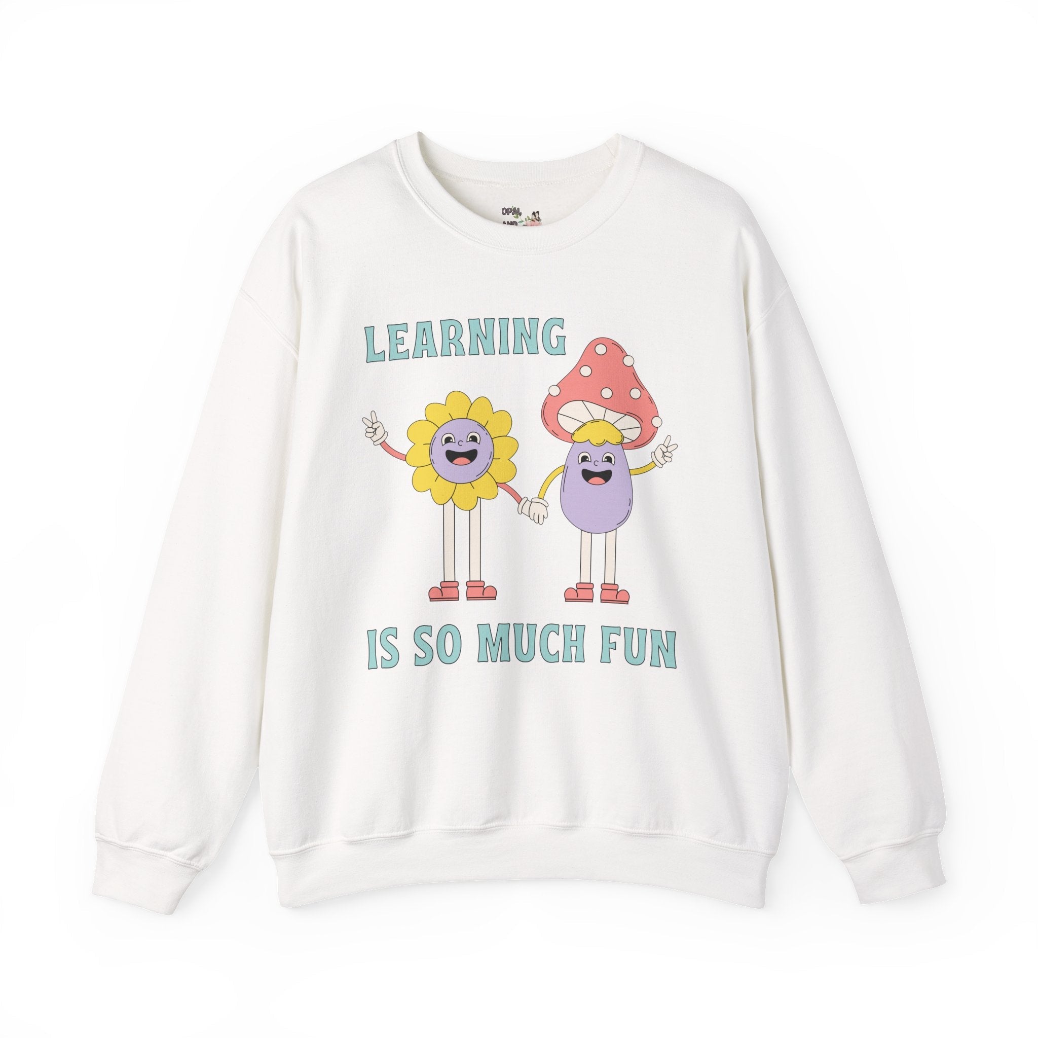 Elementary Teacher Sweatshirt: Learning is so Much Fun | Retro Teacher Shirt, Back to School, First Grade, Second Grade, Student Gift - Opal and June