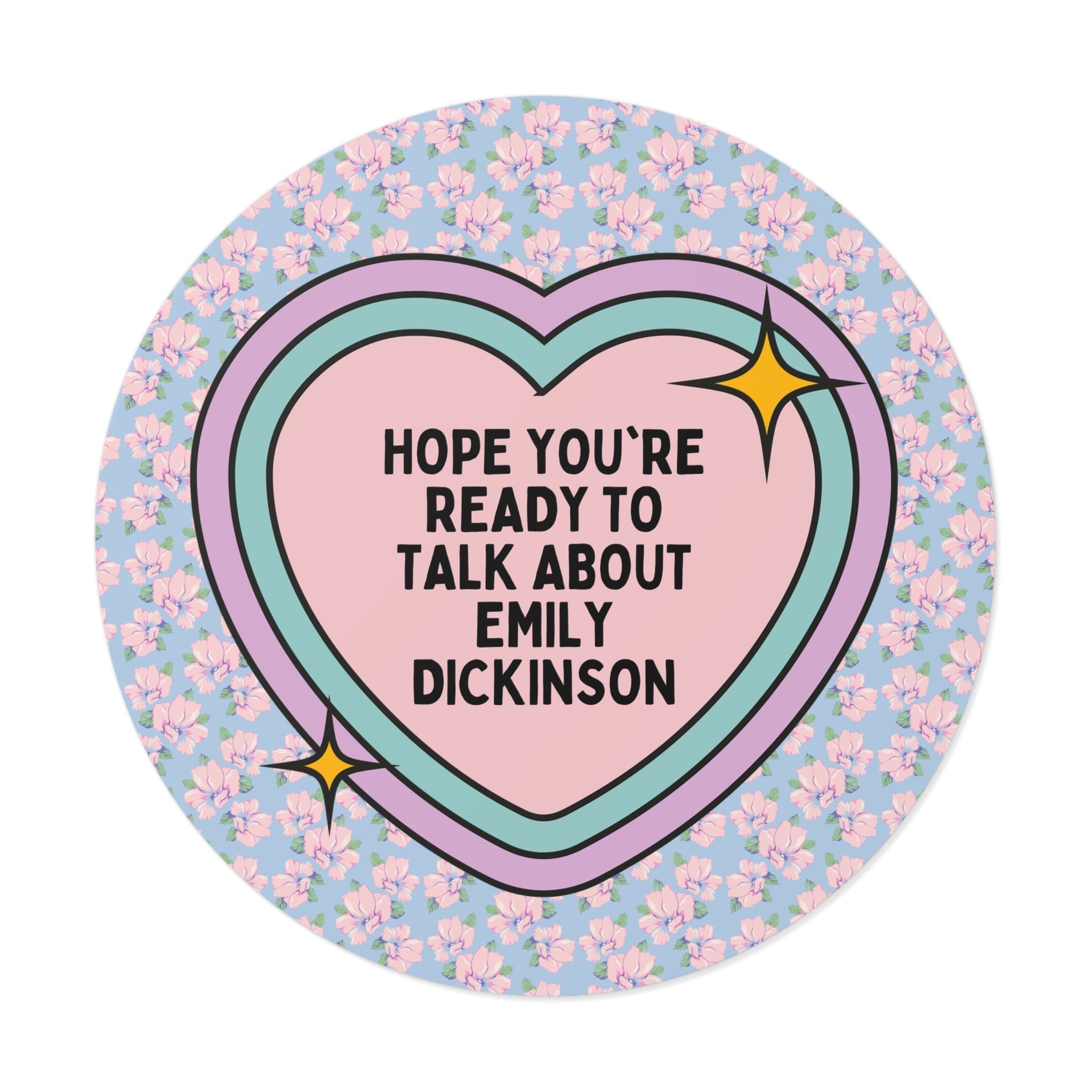 Emily Dickinson Bookish Sticker with Cute Retro Heart, Gift for Bookworm Who Loves 19th Century Writers, Womens History Poetry Sticker - Opal and June