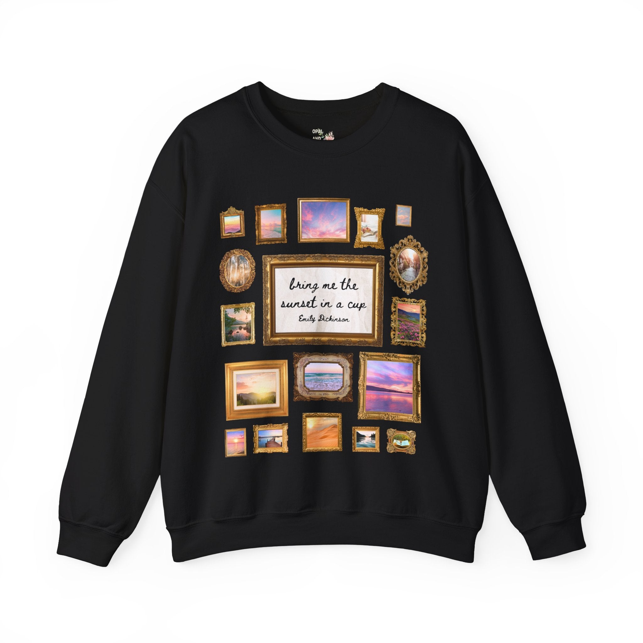 Emily Dickinson Poetry Sweatshirt, Bookworm Who Loves 19th Century Writers: Sunset in a Cup, Famous Poets in the US Colorful Maximalist Gift - Opal and June