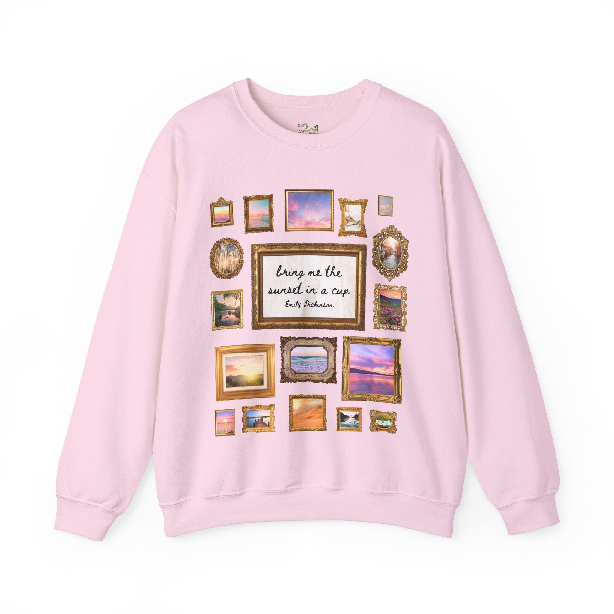 Emily Dickinson Poetry Sweatshirt, Bookworm Who Loves 19th Century Writers: Sunset in a Cup, Famous Poets in the US Colorful Maximalist Gift - Opal and June
