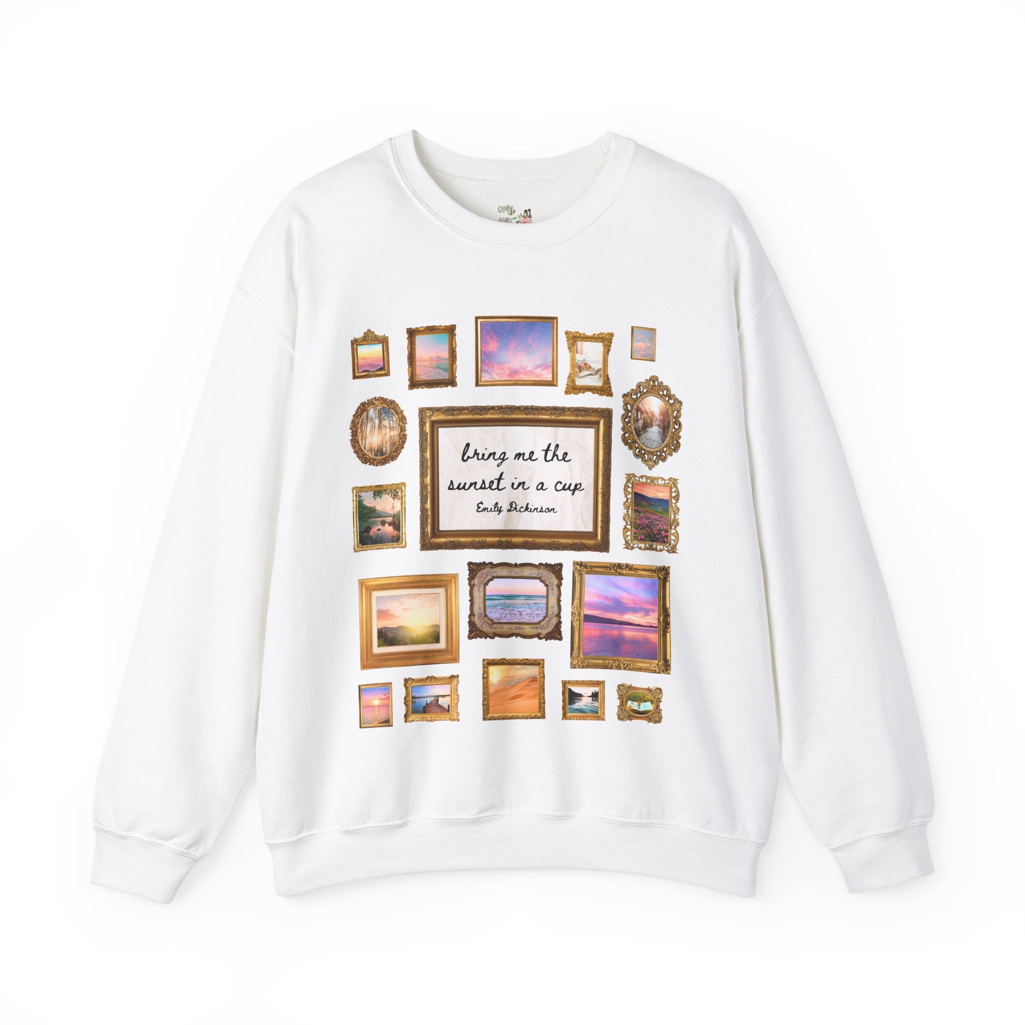 Emily Dickinson Poetry Sweatshirt, Bookworm Who Loves 19th Century Writers: Sunset in a Cup, Famous Poets in the US Colorful Maximalist Gift - Opal and June