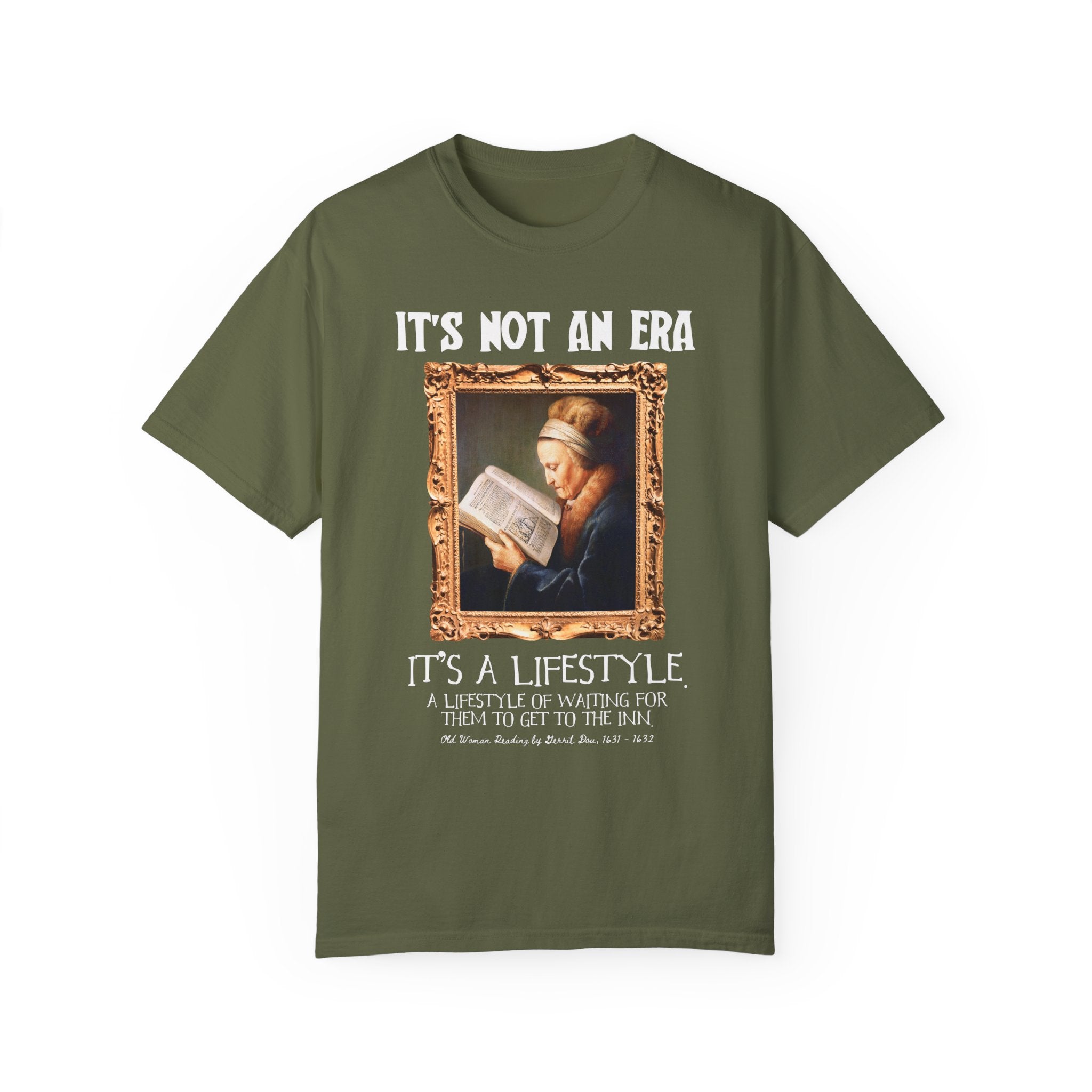 Enemies to Lovers Romance Reader T-Shirt for Fantasy Romance Bookworm, Old Woman Reading by Gerrit Dou, 17th Century Artwork, Bookish Tee - Opal and June