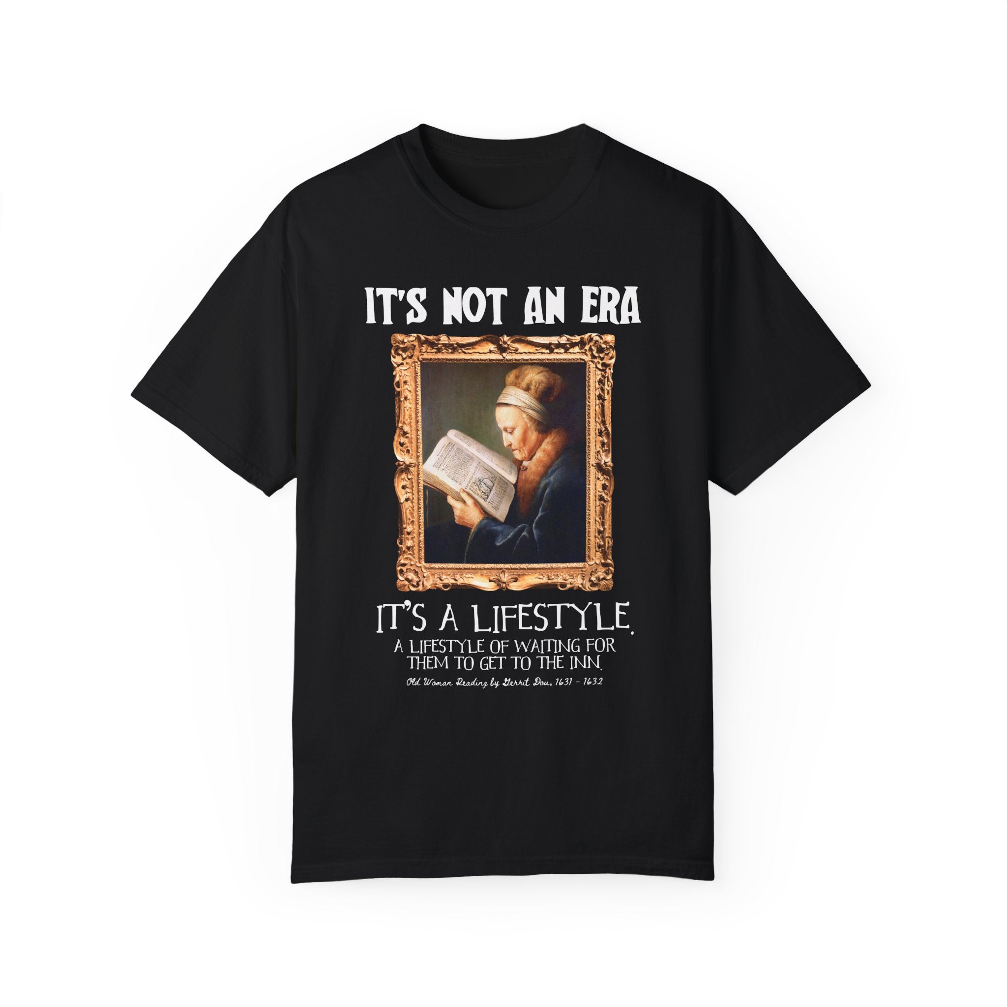 Enemies to Lovers Romance Reader T-Shirt for Fantasy Romance Bookworm, Old Woman Reading by Gerrit Dou, 17th Century Artwork, Bookish Tee - Opal and June