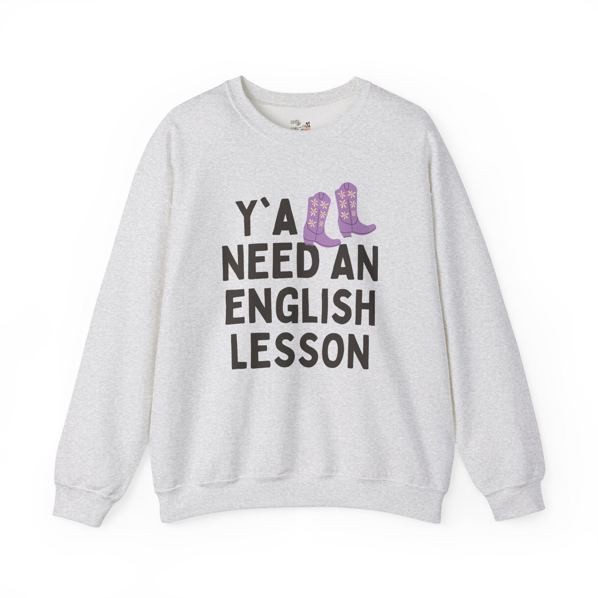English Teacher Sweatshirt with Groovy Western Vibe: Y'all Need an English Lesson, Cute ELA Teacher Crewneck, Funny Literacy Professor Shirt - Opal and June