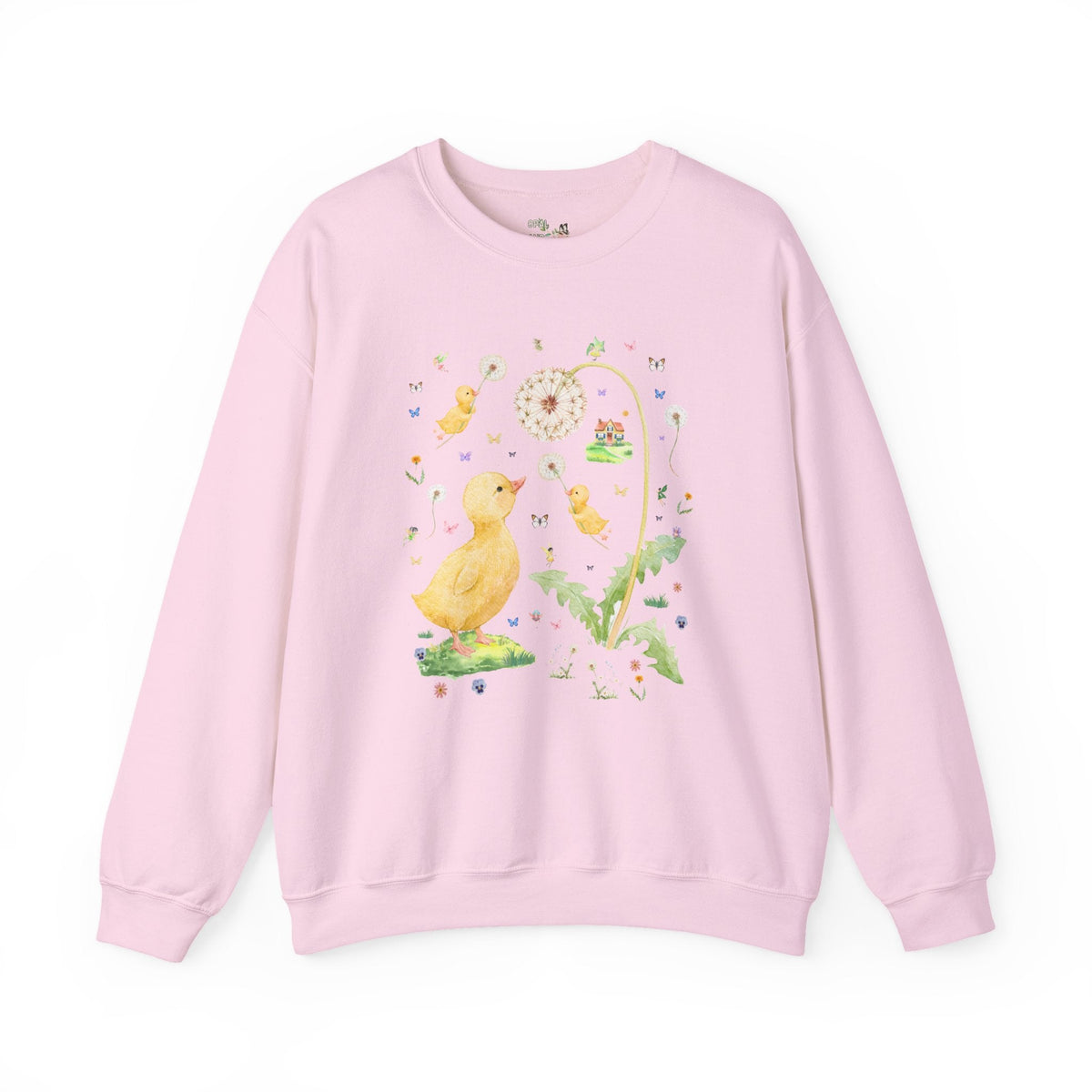 Fairycore Duck Lover Sweatshirt for Animal Lover Who Loves Fairies, Cute Whimsical 90s Aesthetic Crewneck with Sweet Dandelion Flowers - Opal and June