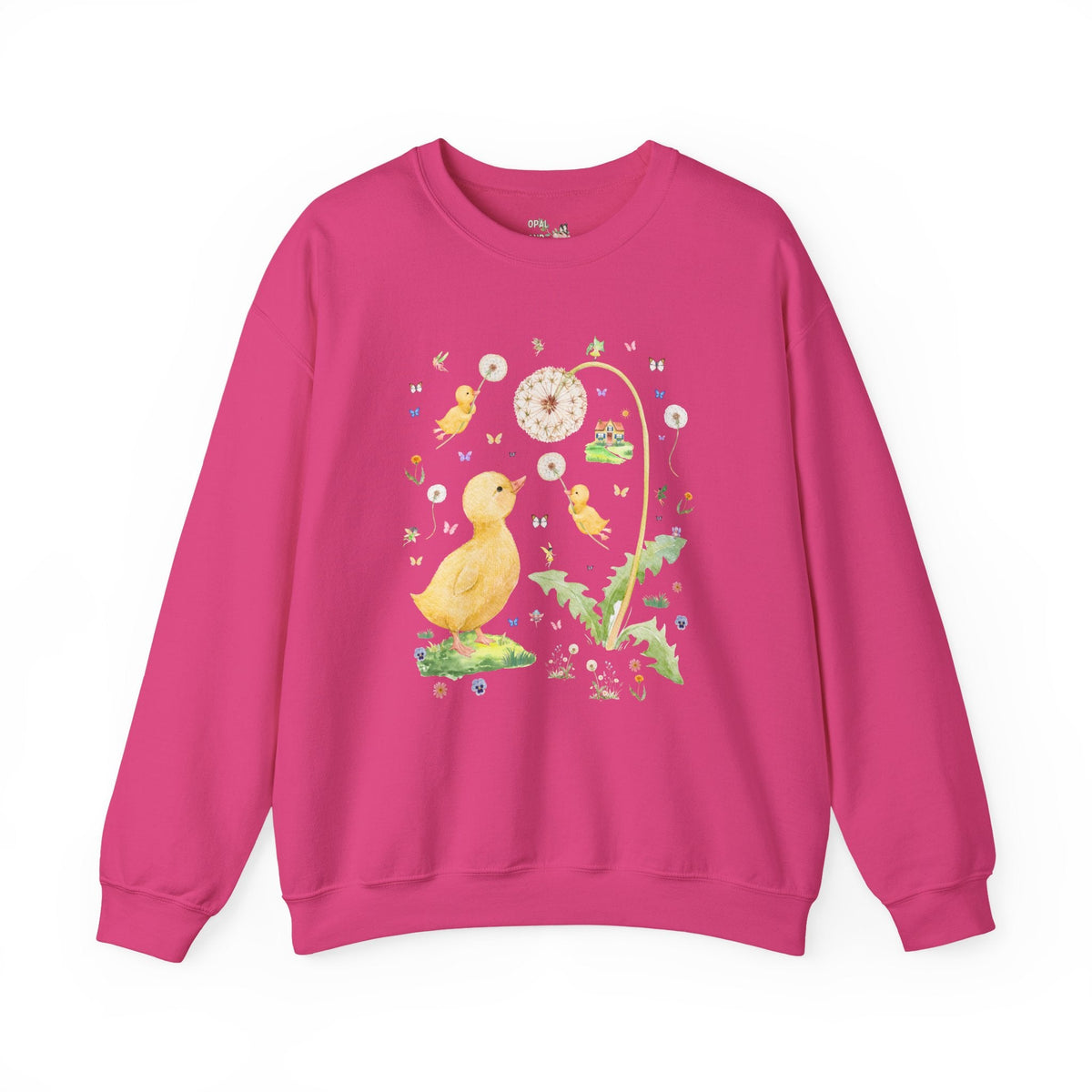 Fairycore Duck Lover Sweatshirt for Animal Lover Who Loves Fairies, Cute Whimsical 90s Aesthetic Crewneck with Sweet Dandelion Flowers - Opal and June