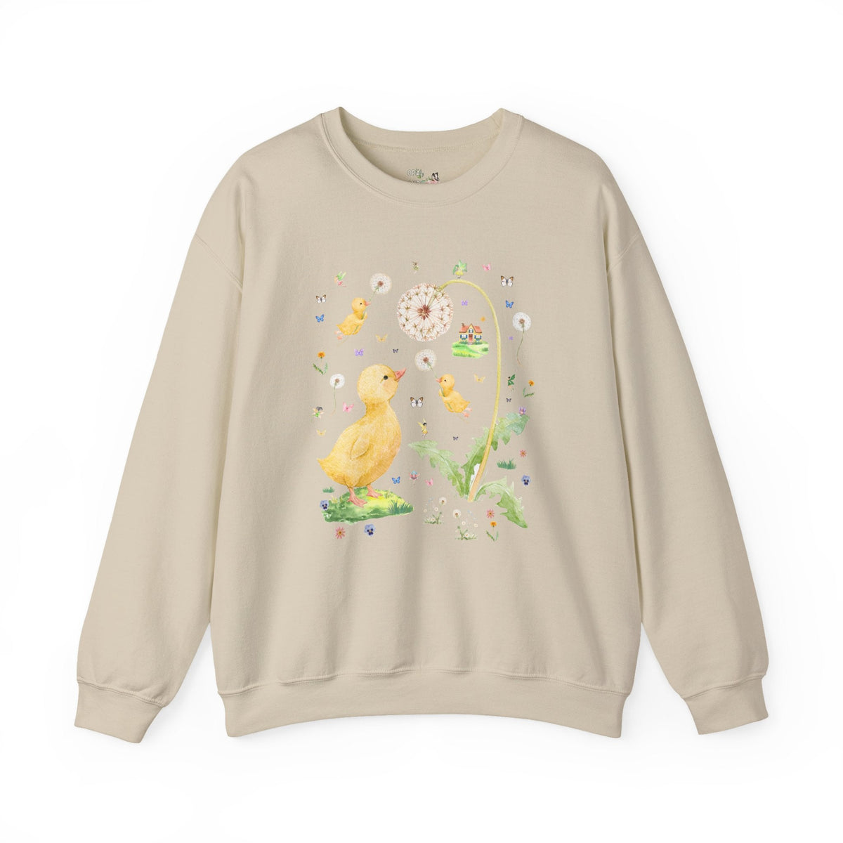 Fairycore Duck Lover Sweatshirt for Animal Lover Who Loves Fairies, Cute Whimsical 90s Aesthetic Crewneck with Sweet Dandelion Flowers - Opal and June
