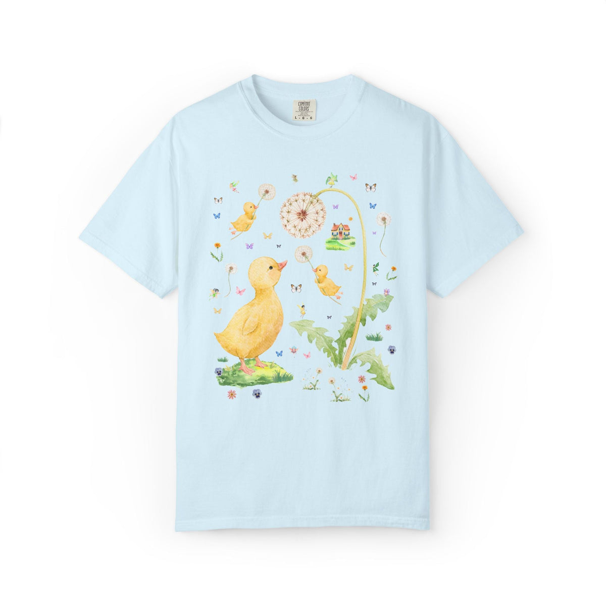 Fairycore Duck Lover Tee Shirt for Animal Lover Who Loves Fairies, Cute Whimsical 90s Aesthetic T-Shirt with Sweet Dandelion Flowers - Opal and June