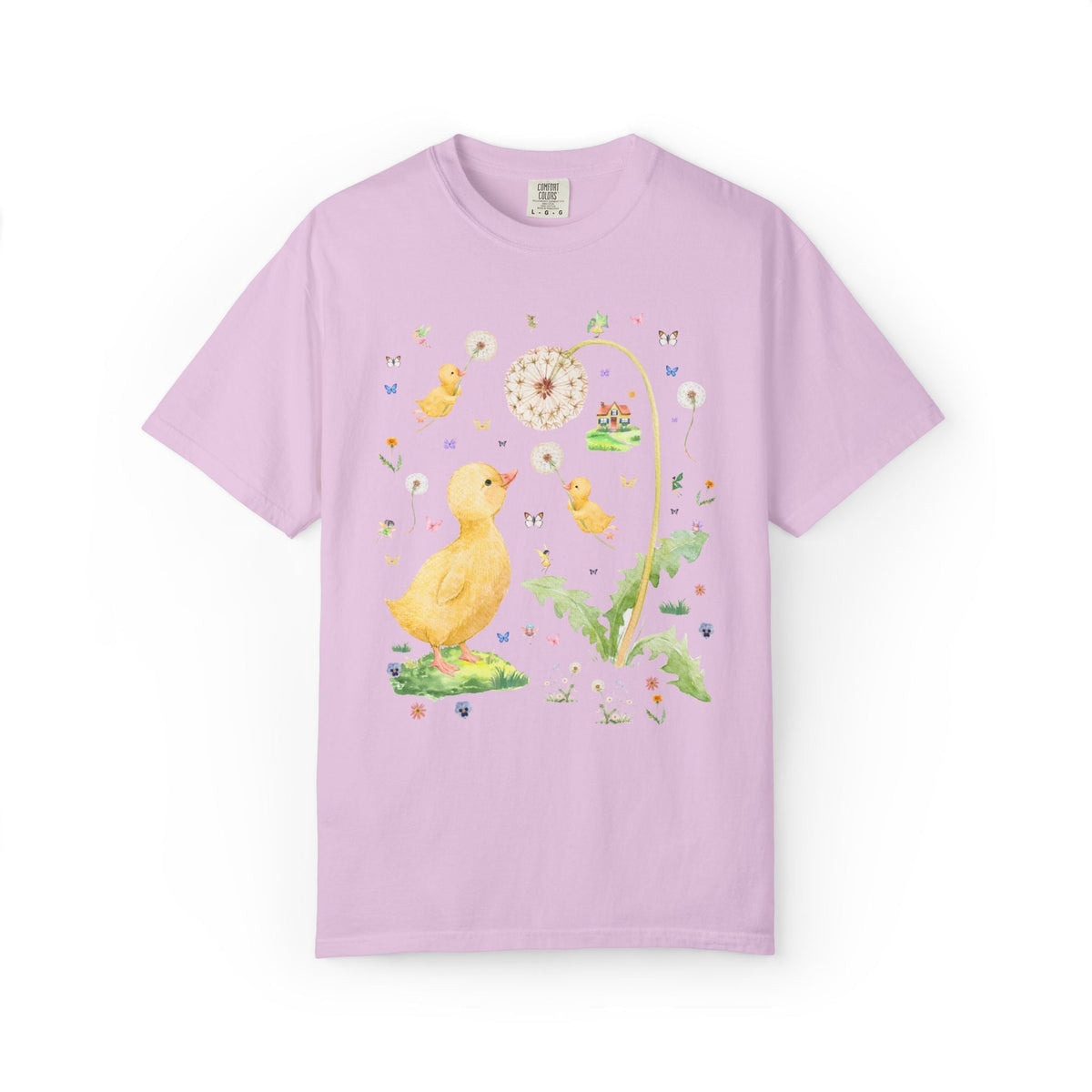 Fairycore Duck Lover Tee Shirt for Animal Lover Who Loves Fairies, Cute Whimsical 90s Aesthetic T-Shirt with Sweet Dandelion Flowers - Opal and June