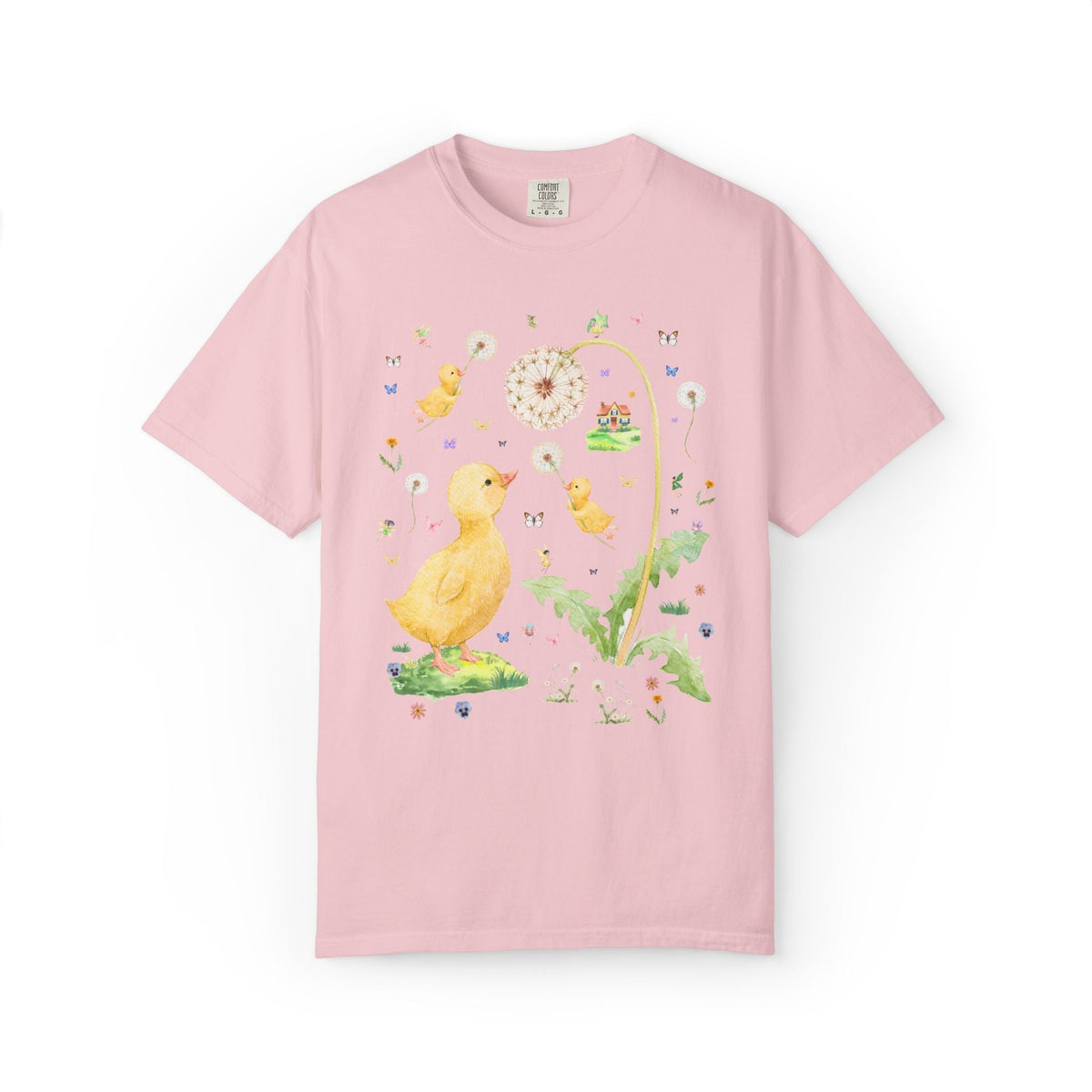 Fairycore Duck Lover Tee Shirt for Animal Lover Who Loves Fairies, Cute Whimsical 90s Aesthetic T-Shirt with Sweet Dandelion Flowers - Opal and June