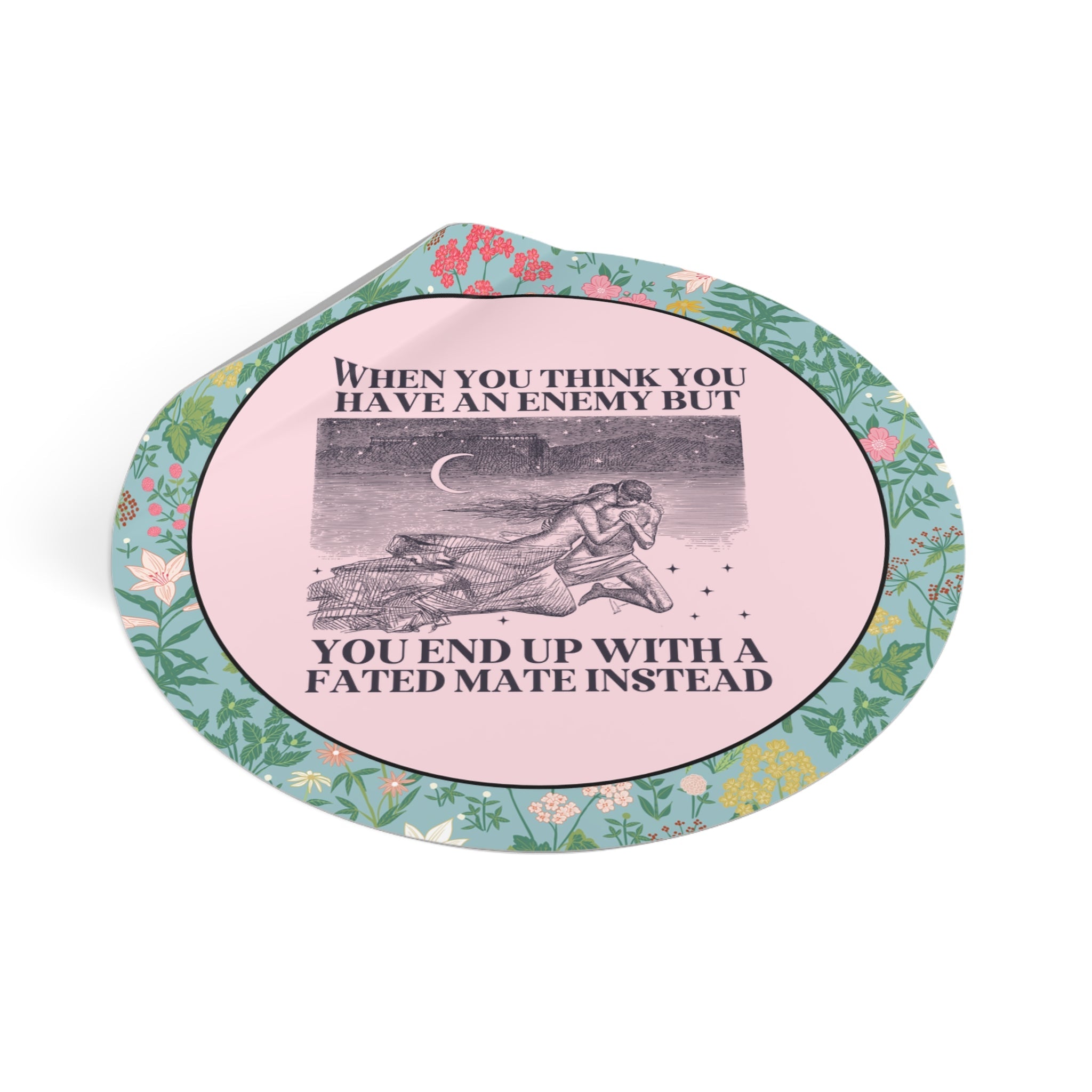 Fantasy Romance Bookworm Sticker with Vintage Aesthetic, Silly Bookish Shirt for Reader Who Loves Romantasy Novels, Fated Mate Romance Trope - Opal and June