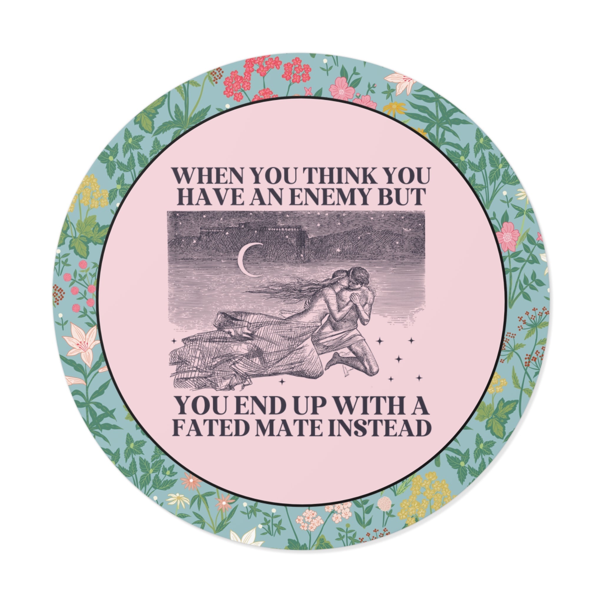 Fantasy Romance Bookworm Sticker with Vintage Aesthetic, Silly Bookish Shirt for Reader Who Loves Romantasy Novels, Fated Mate Romance Trope - Opal and June