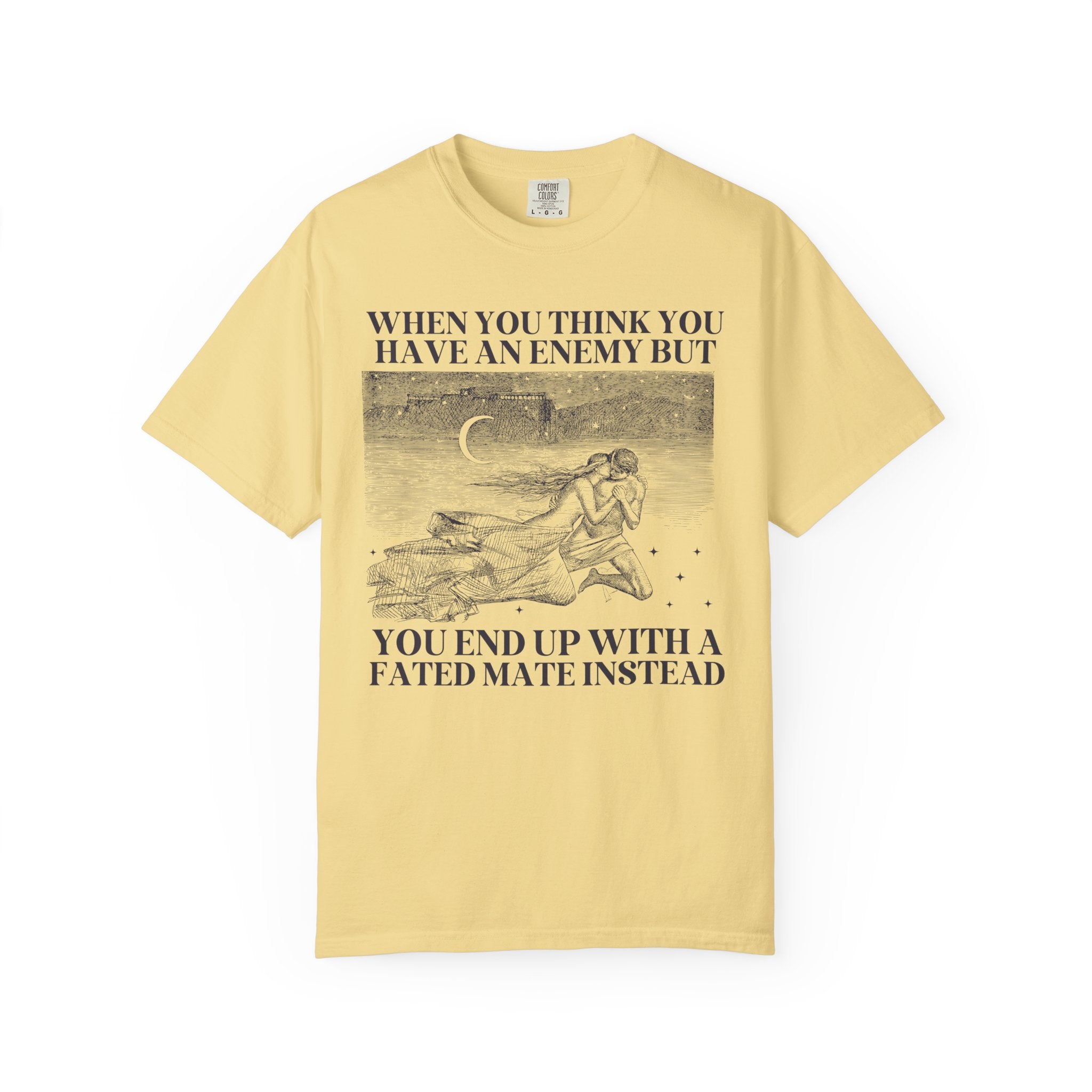 Fantasy Romance Bookworm T-Shirt with Vintage Aesthetic, Silly Bookish Shirt for Reader Who Loves Romantasy Novels, Fated Mate Romance Trope - Opal and June