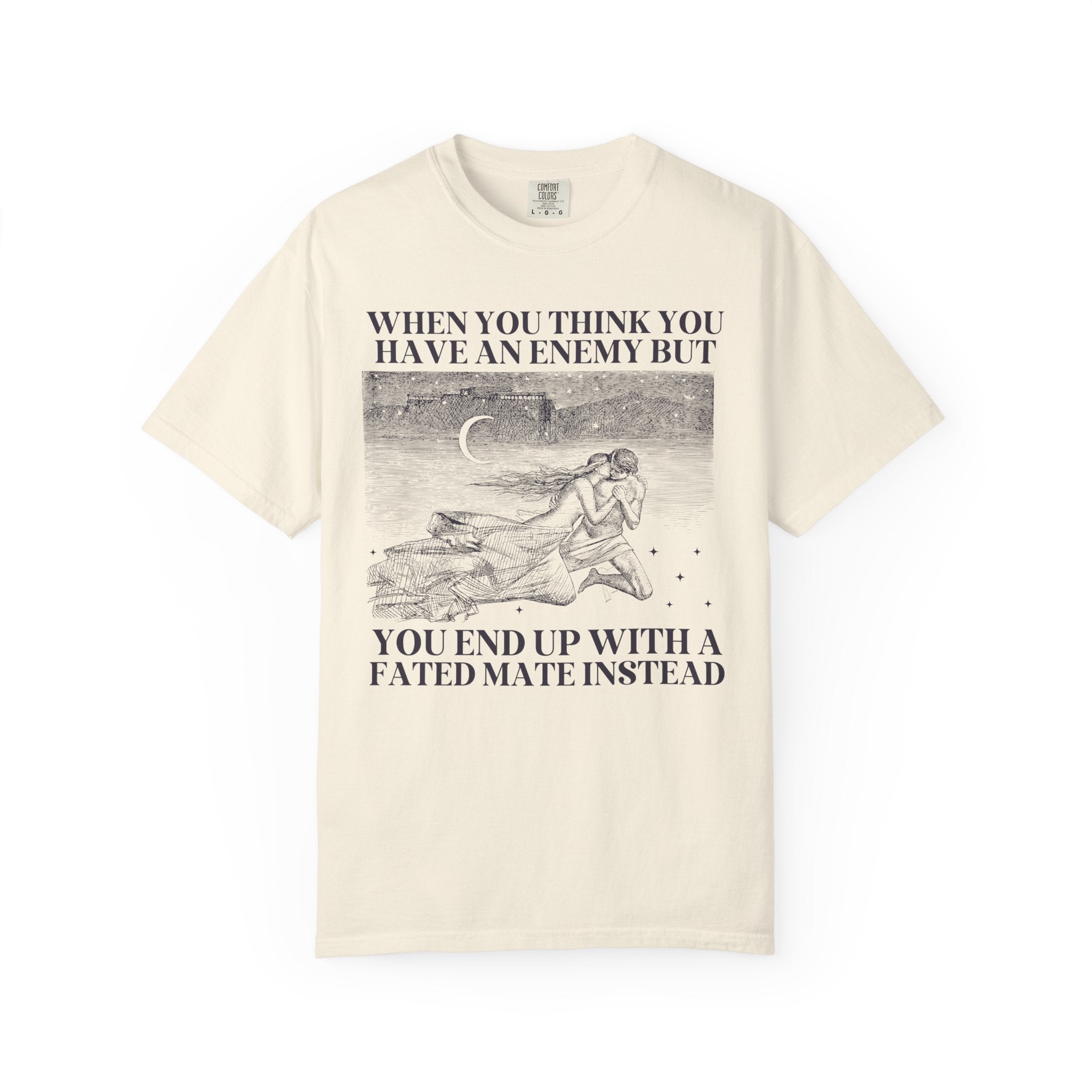 Fantasy Romance Bookworm T-Shirt with Vintage Aesthetic, Silly Bookish Shirt for Reader Who Loves Romantasy Novels, Fated Mate Romance Trope - Opal and June