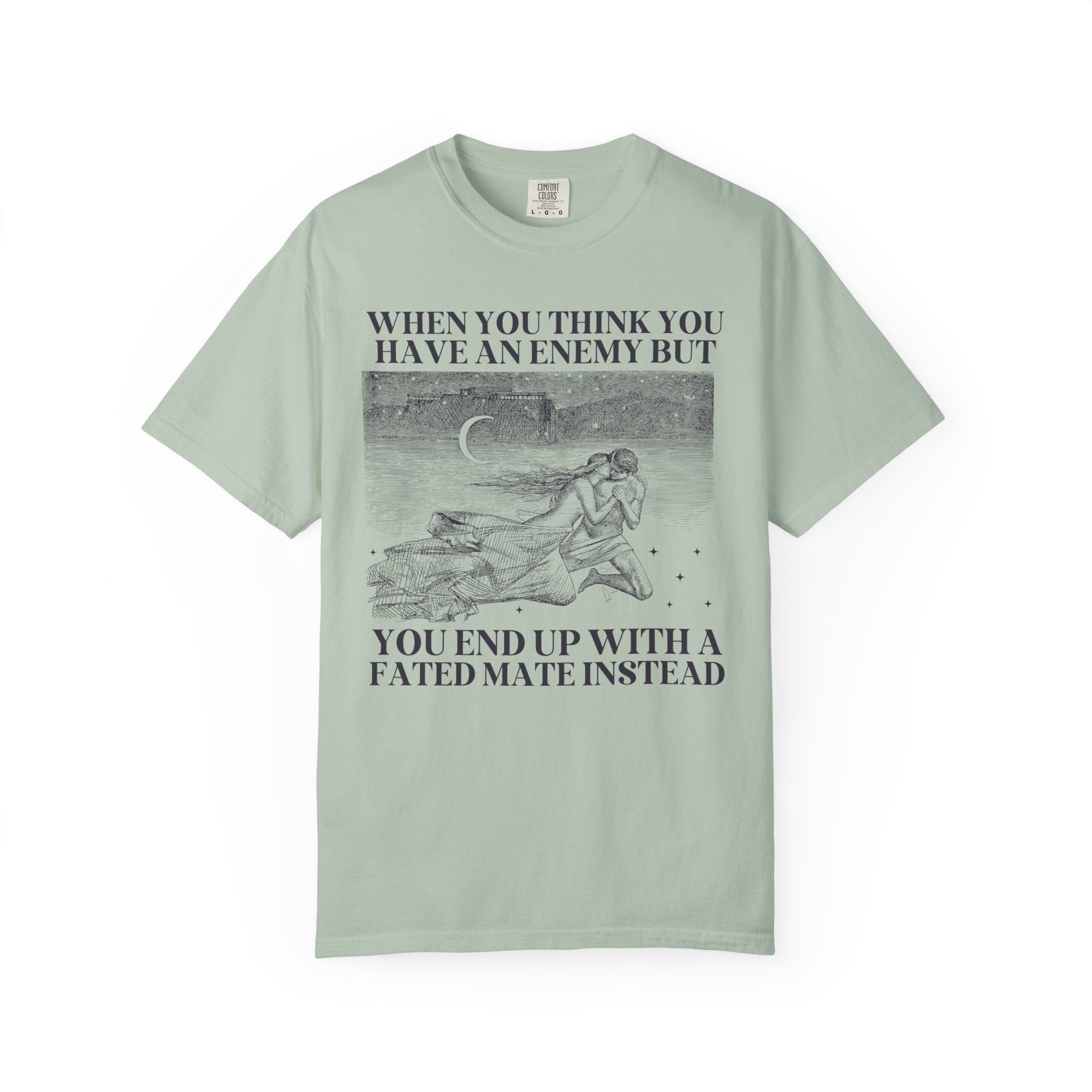 Fantasy Romance Bookworm T-Shirt with Vintage Aesthetic, Silly Bookish Shirt for Reader Who Loves Romantasy Novels, Fated Mate Romance Trope - Opal and June