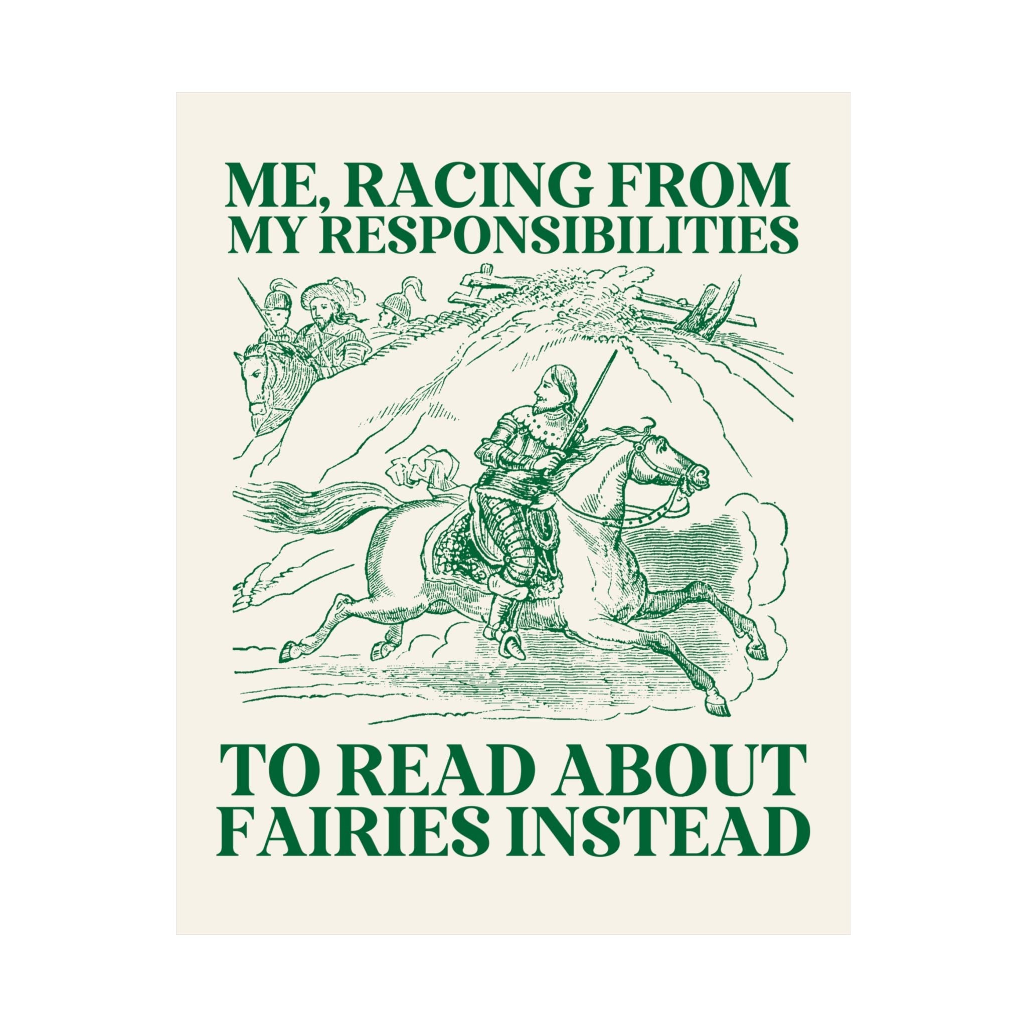 Fantasy Romance Reader Poster for Bookworm Who Loves Fairies and Fae, Cute Fantasy Romance Reader Present, Funny Sarcastic Bookish Print - Opal and June