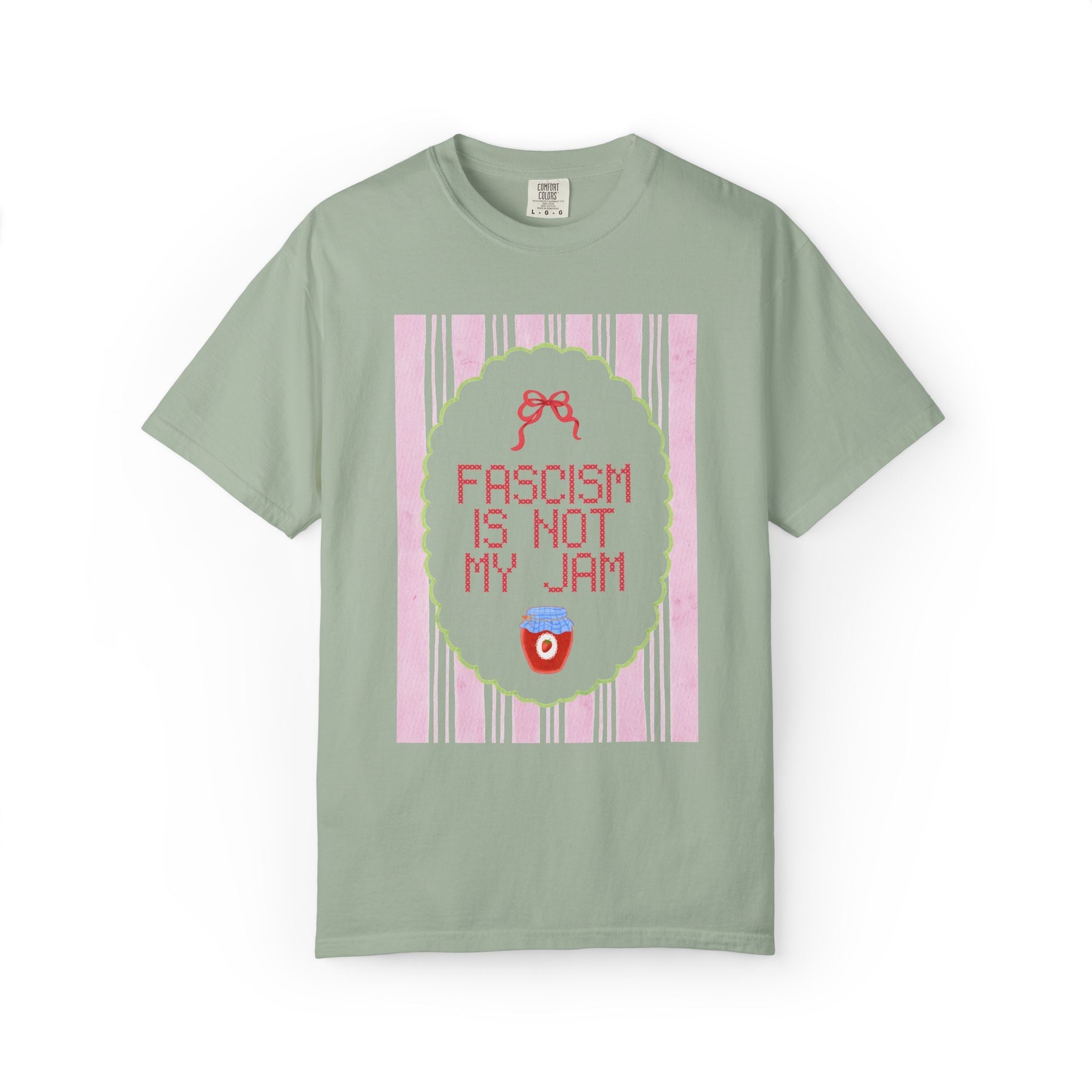 Fascism is Not My Jam: Cute Democratic Socialist T-Shirt, Women's Right, Equal Rights Tee Shirt with Stripes and Bow, Political Left - Opal and June