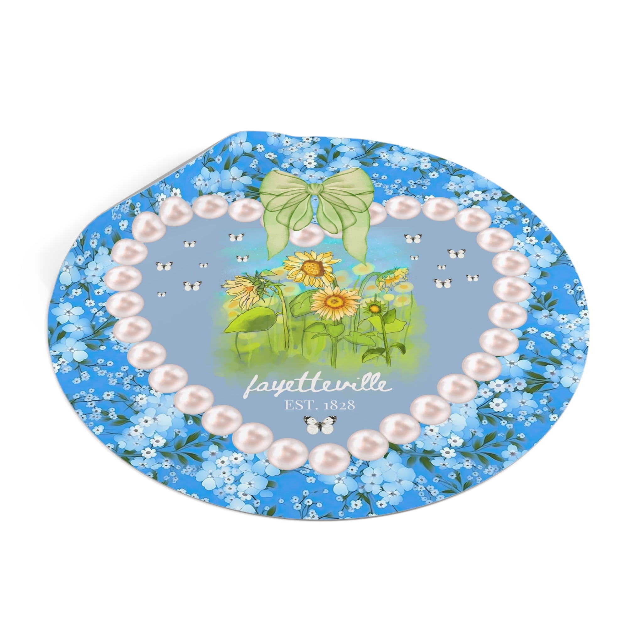 Fayetteville Arkansas Sticker for Friend Living in Northwest Arkansas: Cute 1828 Northwest Arkansas Butterly Lover Sticker with Sunflowers - Opal and June