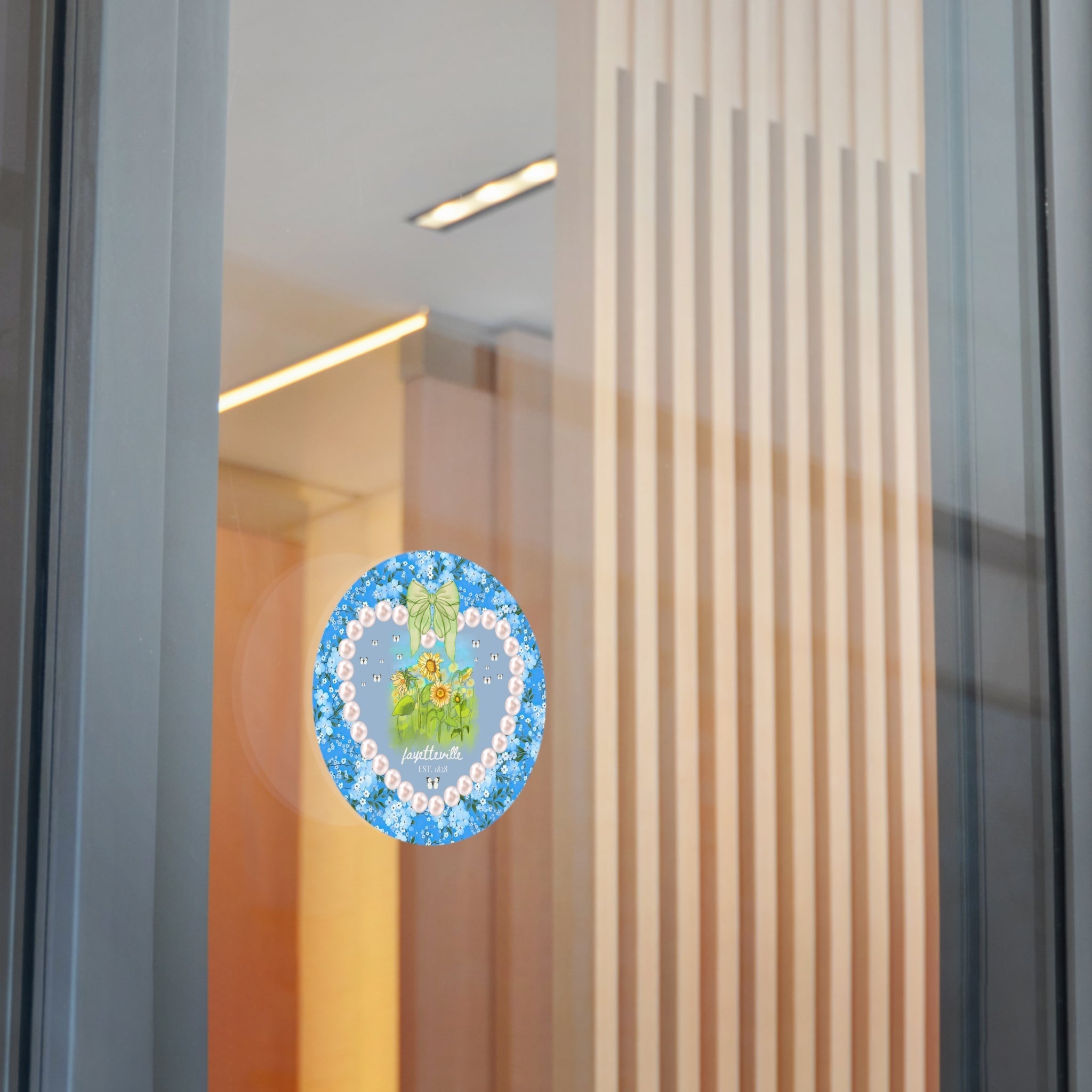 Fayetteville Arkansas Sticker for Friend Living in Northwest Arkansas: Cute 1828 Northwest Arkansas Butterly Lover Sticker with Sunflowers - Opal and June