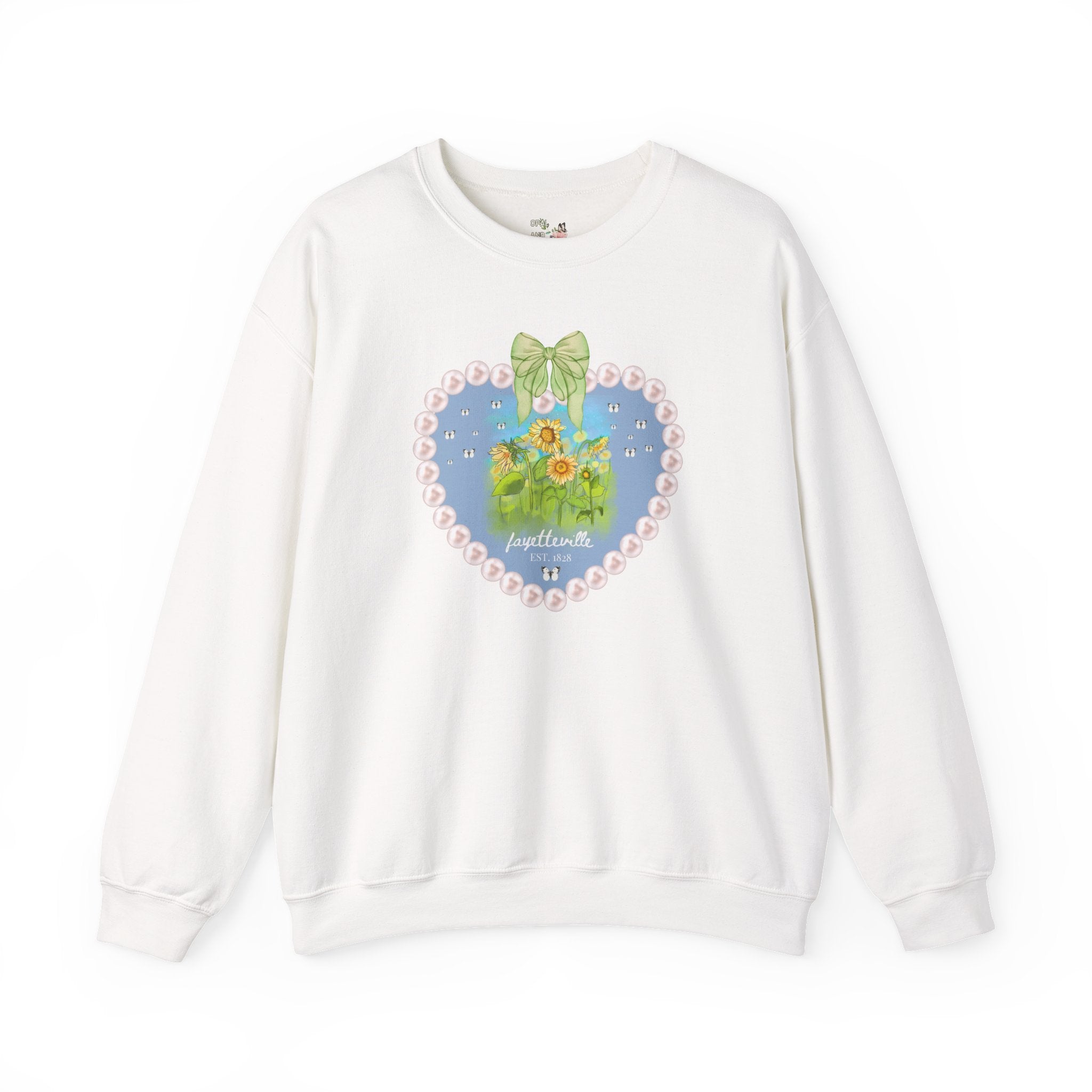 Fayetteville Arkansas Sweatshirt for Friend Living in Northwest Arkansas: Cute 1828 Northwest Arkansas Butterly Lover Shirt with Sunflowers - Opal and June