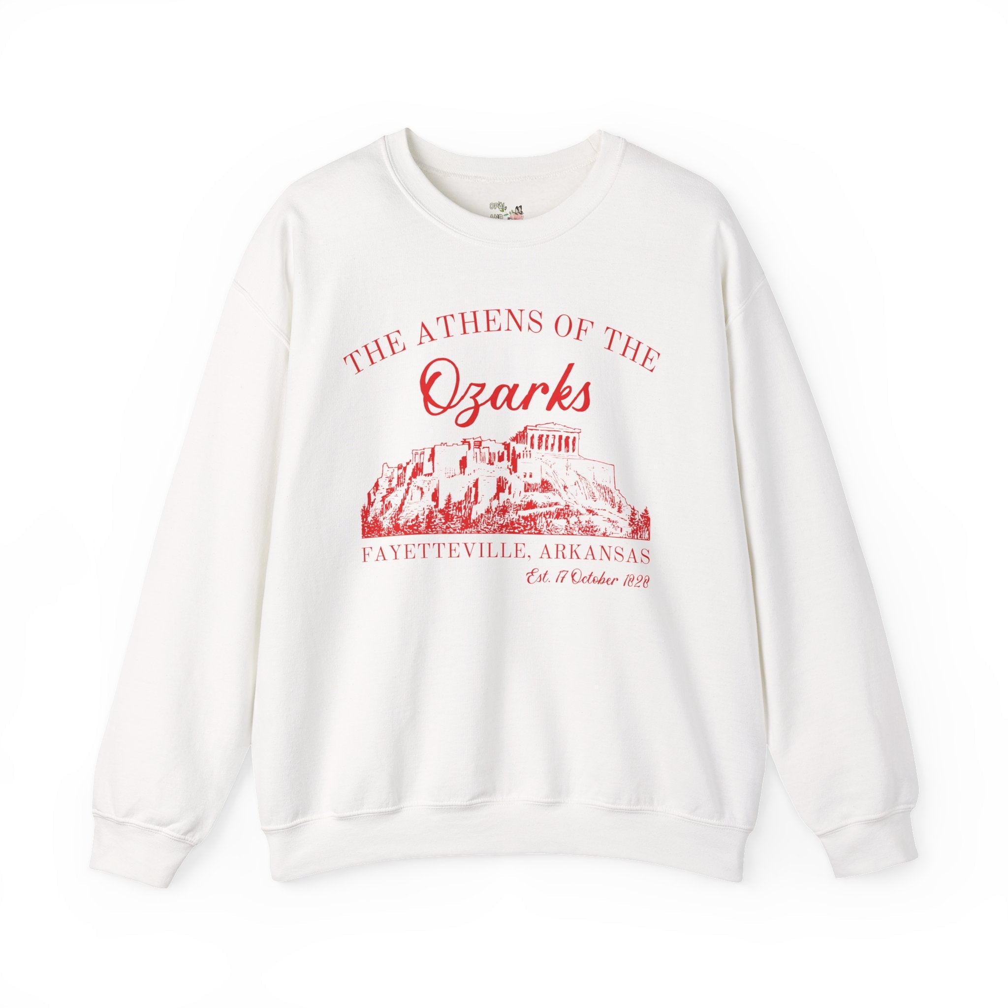 Fayetteville Arkansas Sweatshirt for Friend Living in Northwest Arkansas: The Athens of the Ozarks, Cute 90s Style Fayetteville AR Crewneck - Opal and June