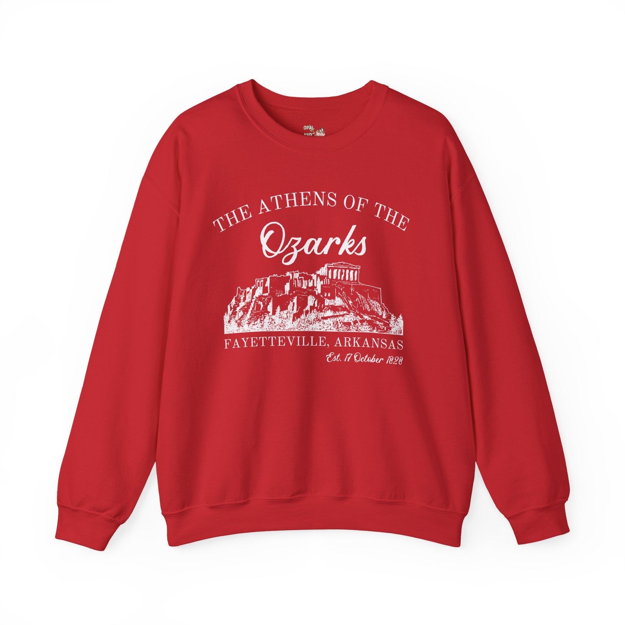 Fayetteville Arkansas Sweatshirt for Friend Living in Northwest Arkansas: The Athens of the Ozarks, Cute 90s Style Fayetteville AR Crewneck - Opal and June