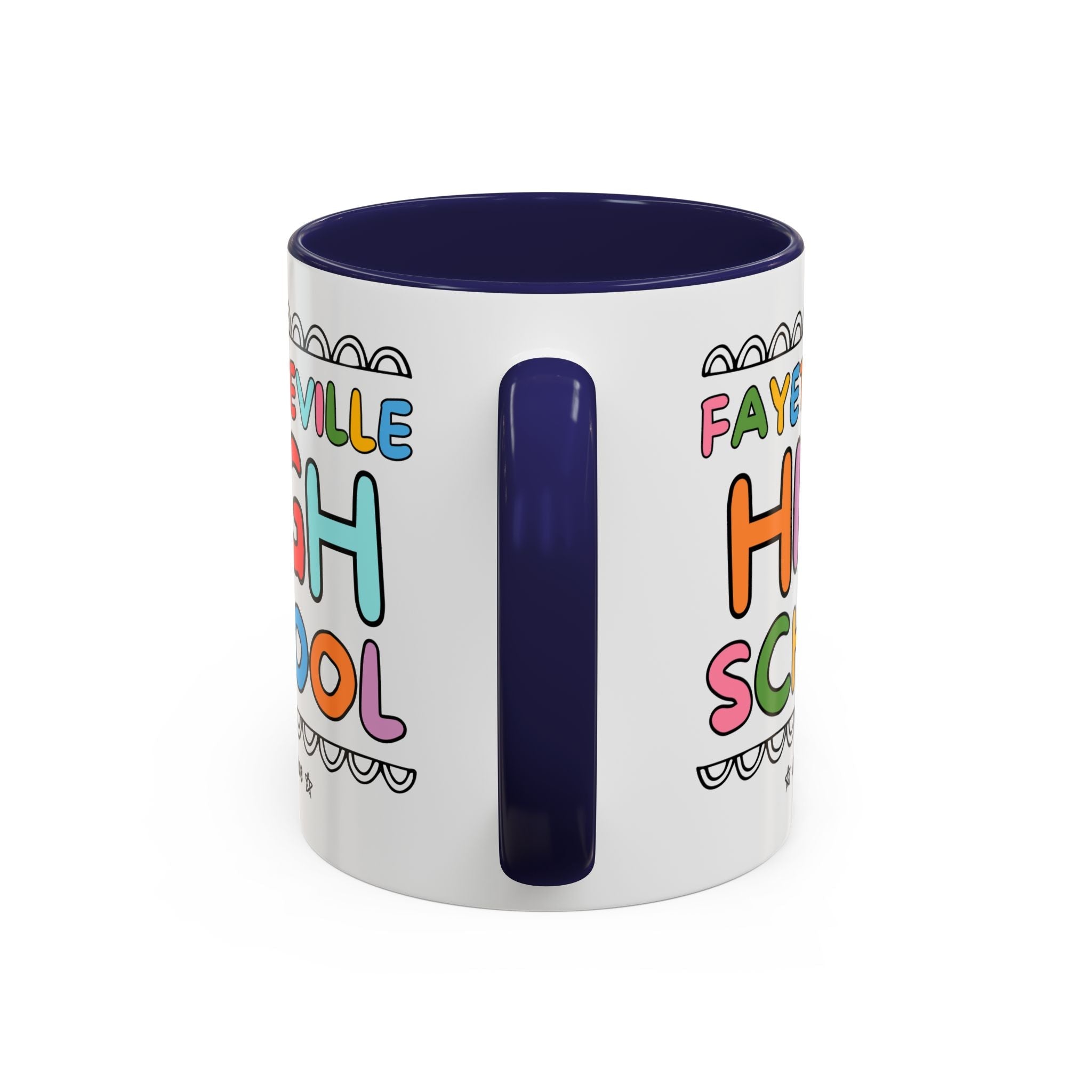 Fayetteville High School 15 Oz Coffee Mug: Rainbow Letters - Opal and June