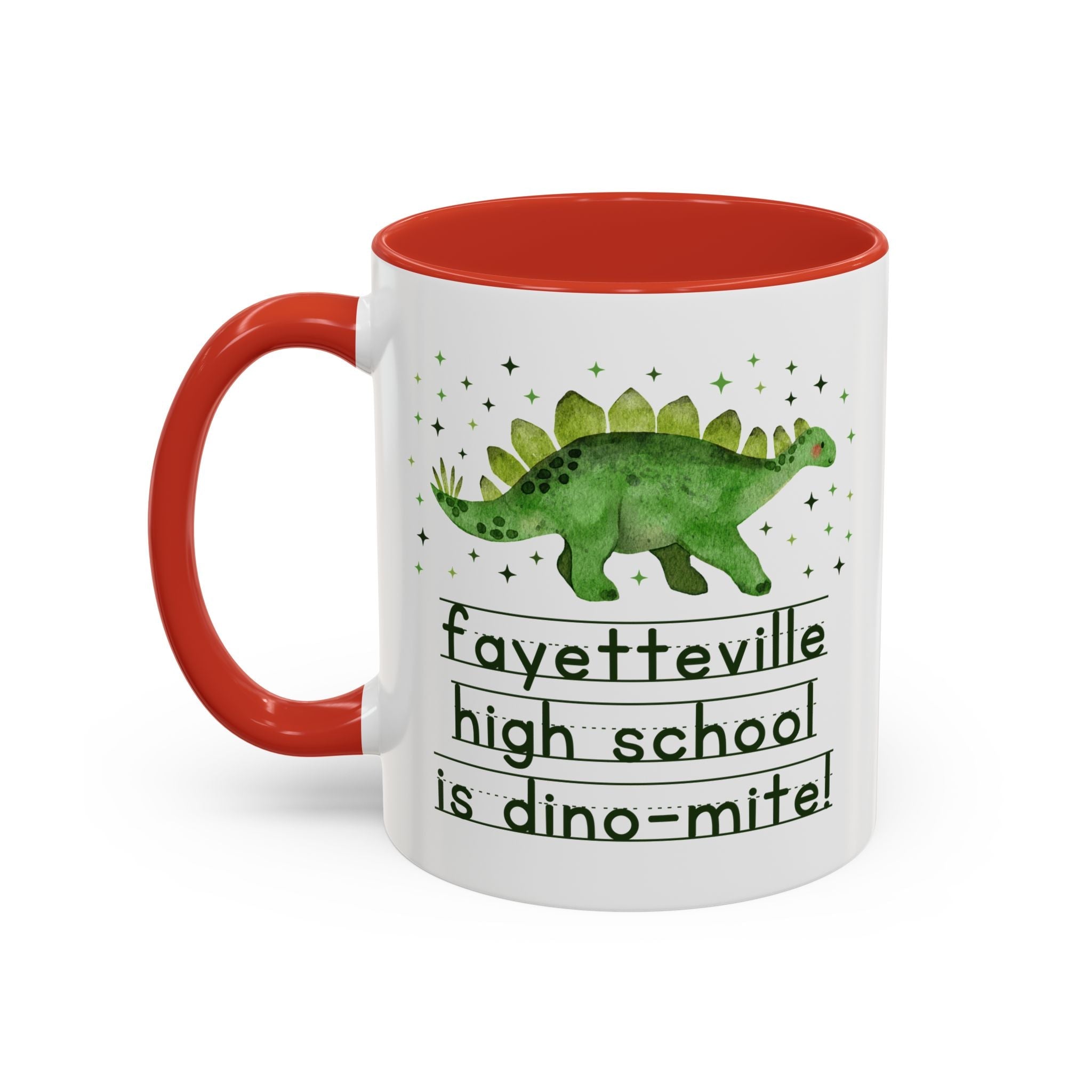 Fayetteville High School is Dino - Mite 11 Oz Coffee Mug | FPS + Opal and June Coffee Mug, Fayetteville Public Schools - Opal and June