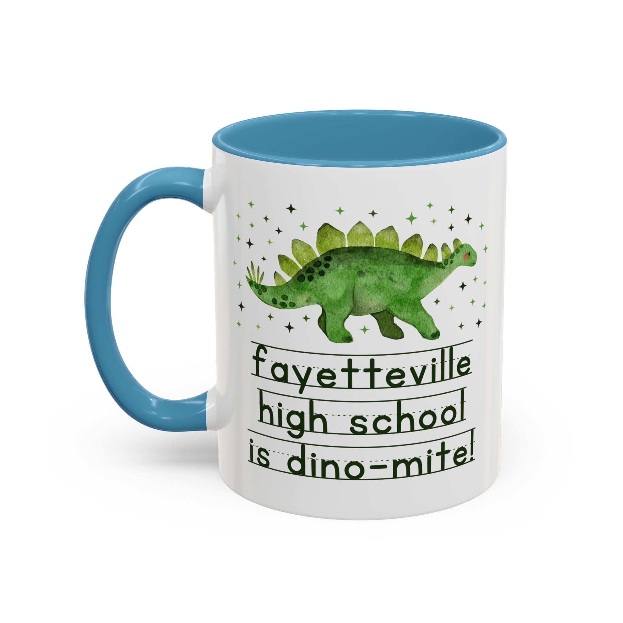 Fayetteville High School is Dino - Mite 11 Oz Coffee Mug | FPS + Opal and June Coffee Mug, Fayetteville Public Schools - Opal and June