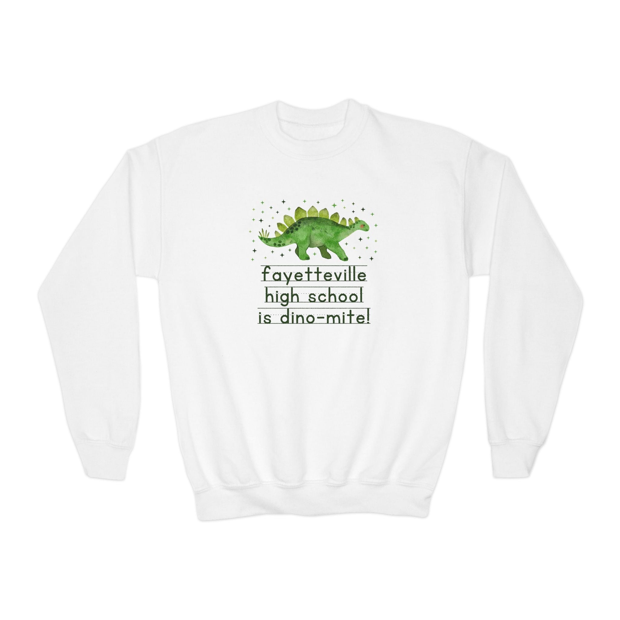 Fayetteville High School is Dino - Mite Kids Sweatshirt | FPS + Opal and June Kids Sweatshirt, Fayetteville Public Schools - Opal and June