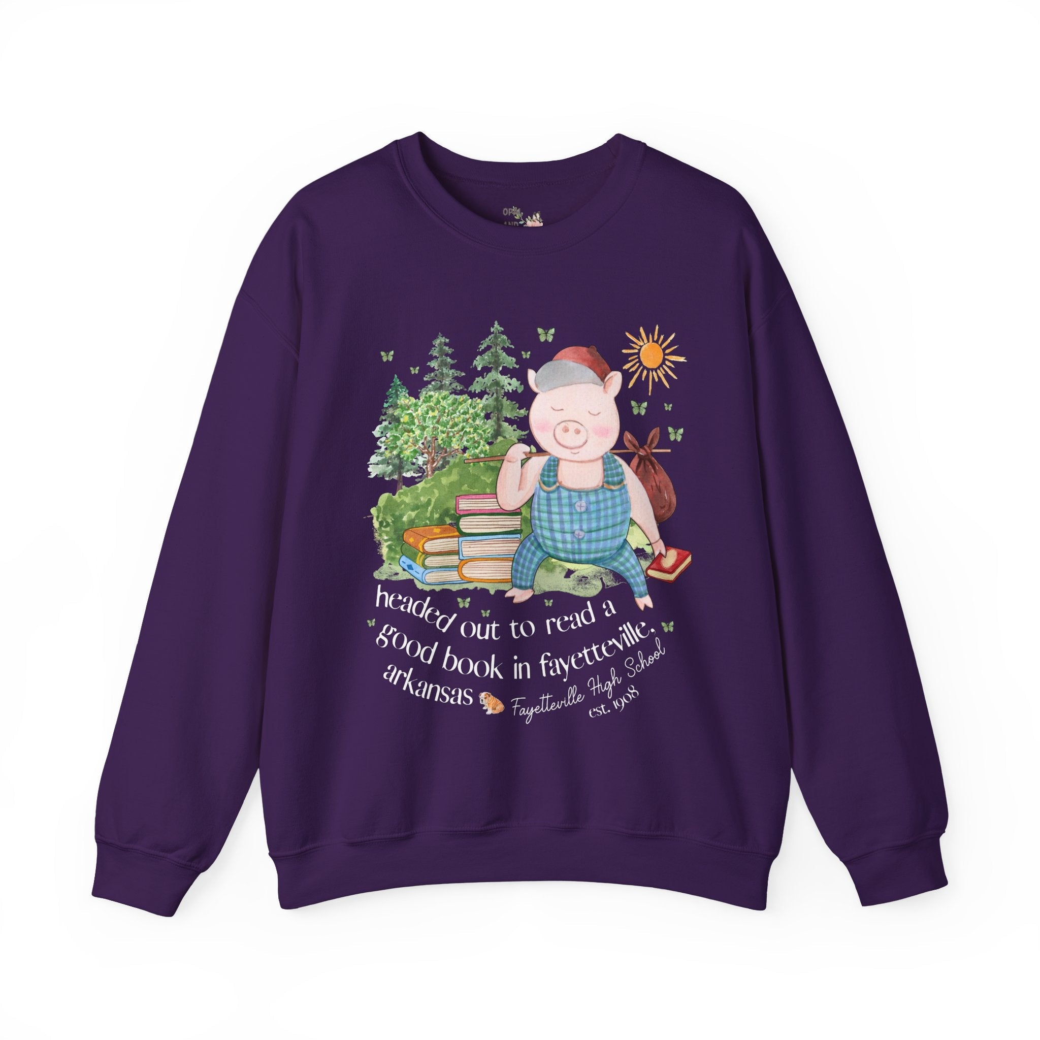 Fayetteville High School Sweatshirt: Off to Read a Book | FPS + Opal and June Sweatshirt, Fayetteville Public Schools - Opal and June