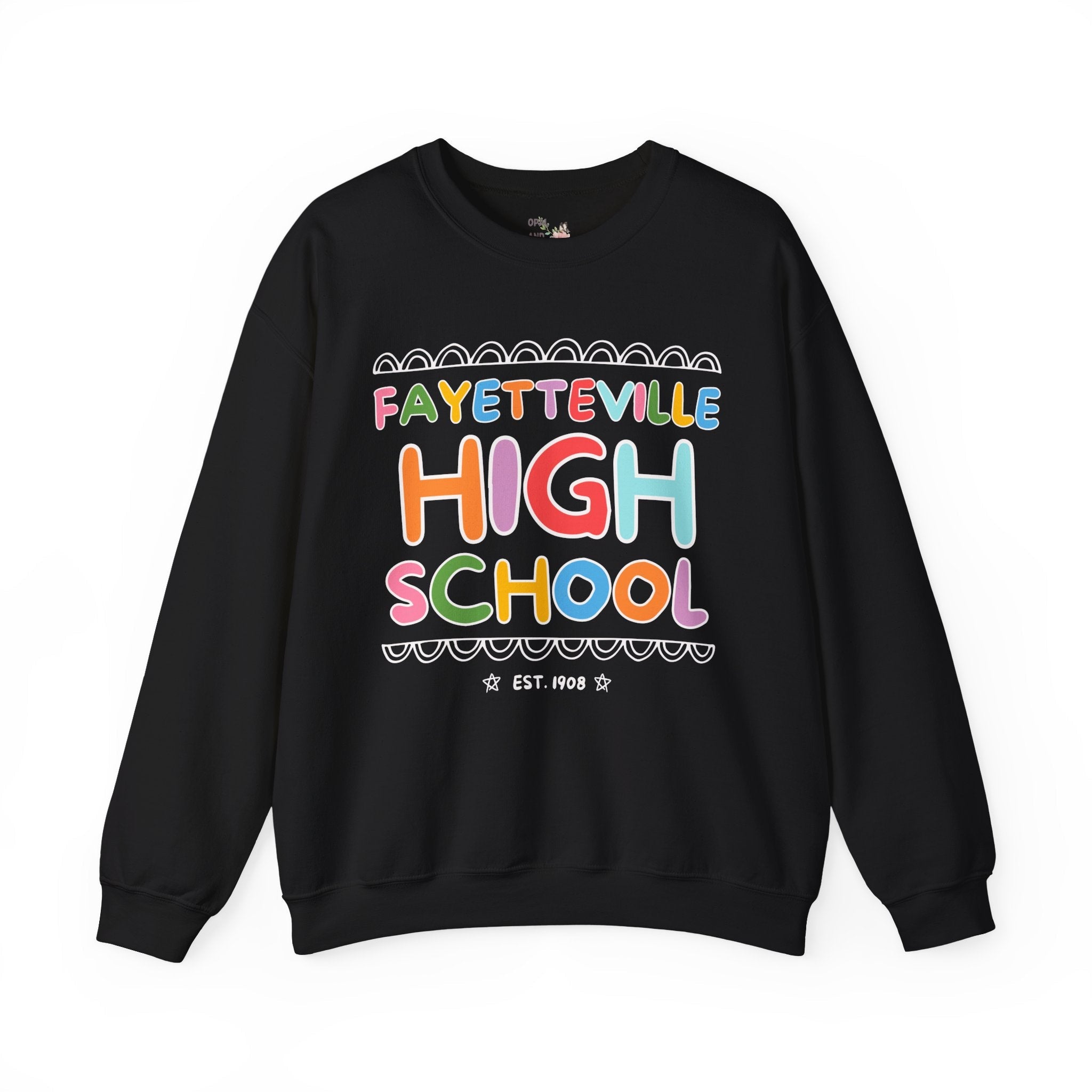 Fayetteville High School Sweatshirt: Rainbow Letters - Opal and June