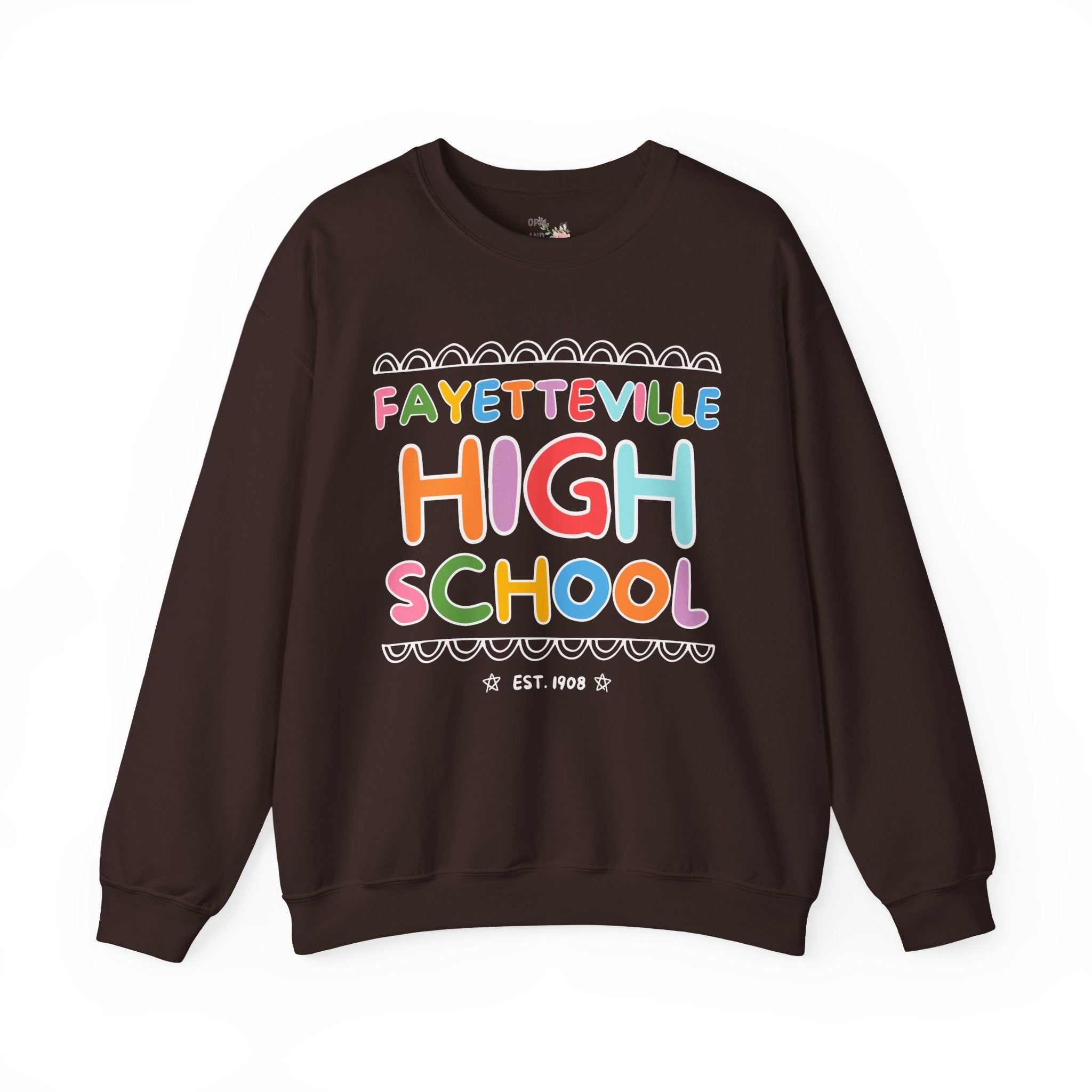 Fayetteville High School Sweatshirt: Rainbow Letters - Opal and June