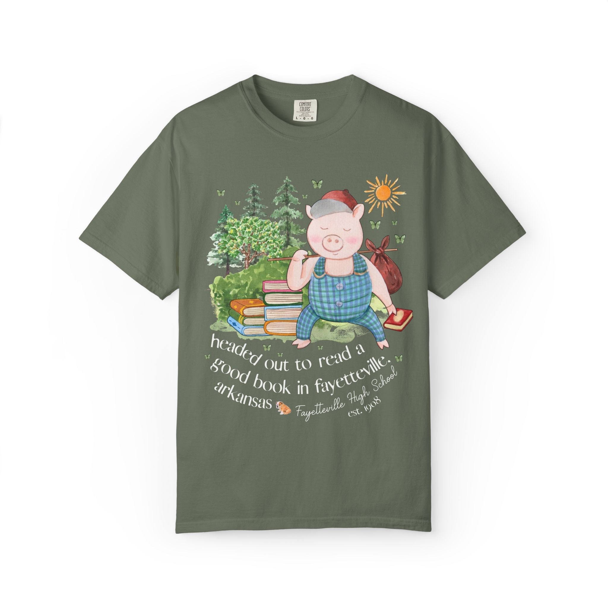 Fayetteville High School Tee Shirt: Off to Read a Book | FPS + Opal and June Tee Shirt, Fayetteville Public Schools - Opal and June