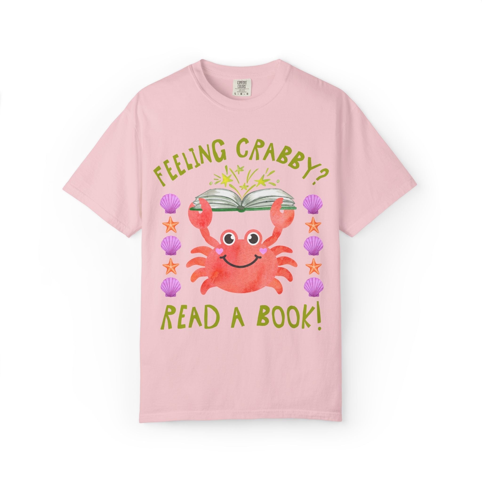 Feeling Crabby? Read a Book! Cute Bookish Tee Shirt for Bookworm or School Librarian, Silly Crustacean or Ocean Animal and Book Lover Tee - Opal and June