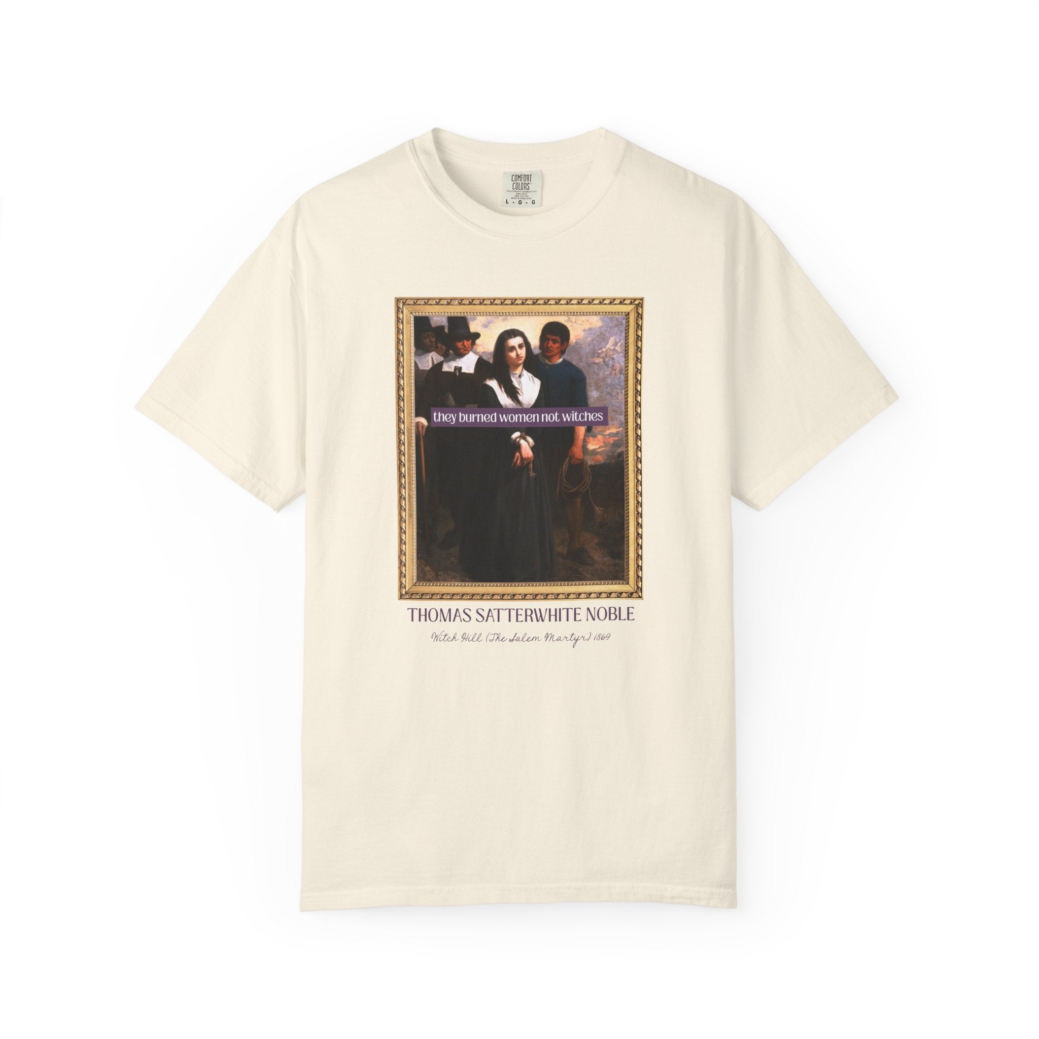 Feminist Halloween Tee Shirt, Witch Hill or The Salem Martyr by Thomas Satterwhite Noble, American Art History, Spooky Season Historian Gift - Opal and June