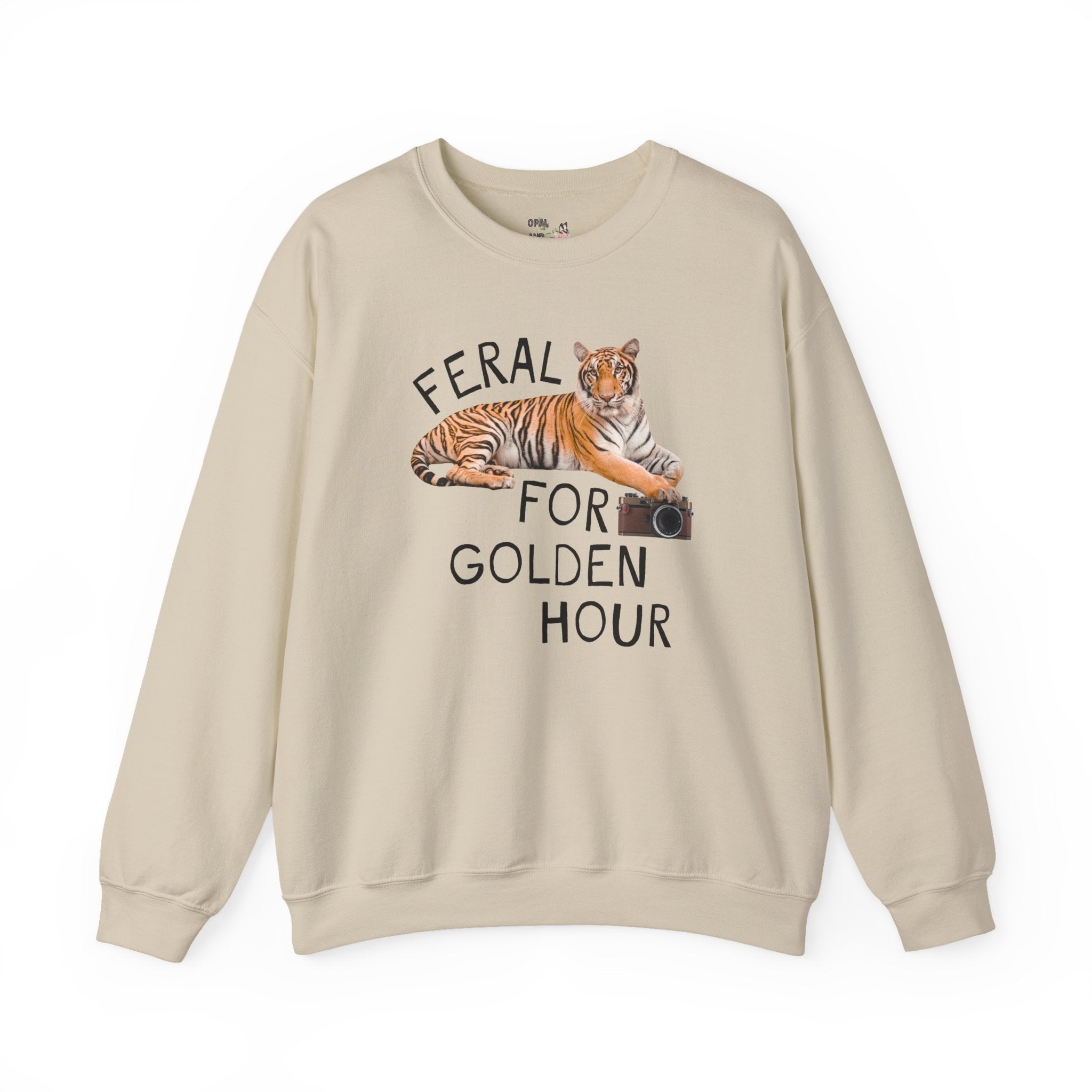 Feral for Golden Hour Photographer Sweatshirt: Funny Tiger Lover Sweatshirt for Photographer Who Loves Animals - Opal and June